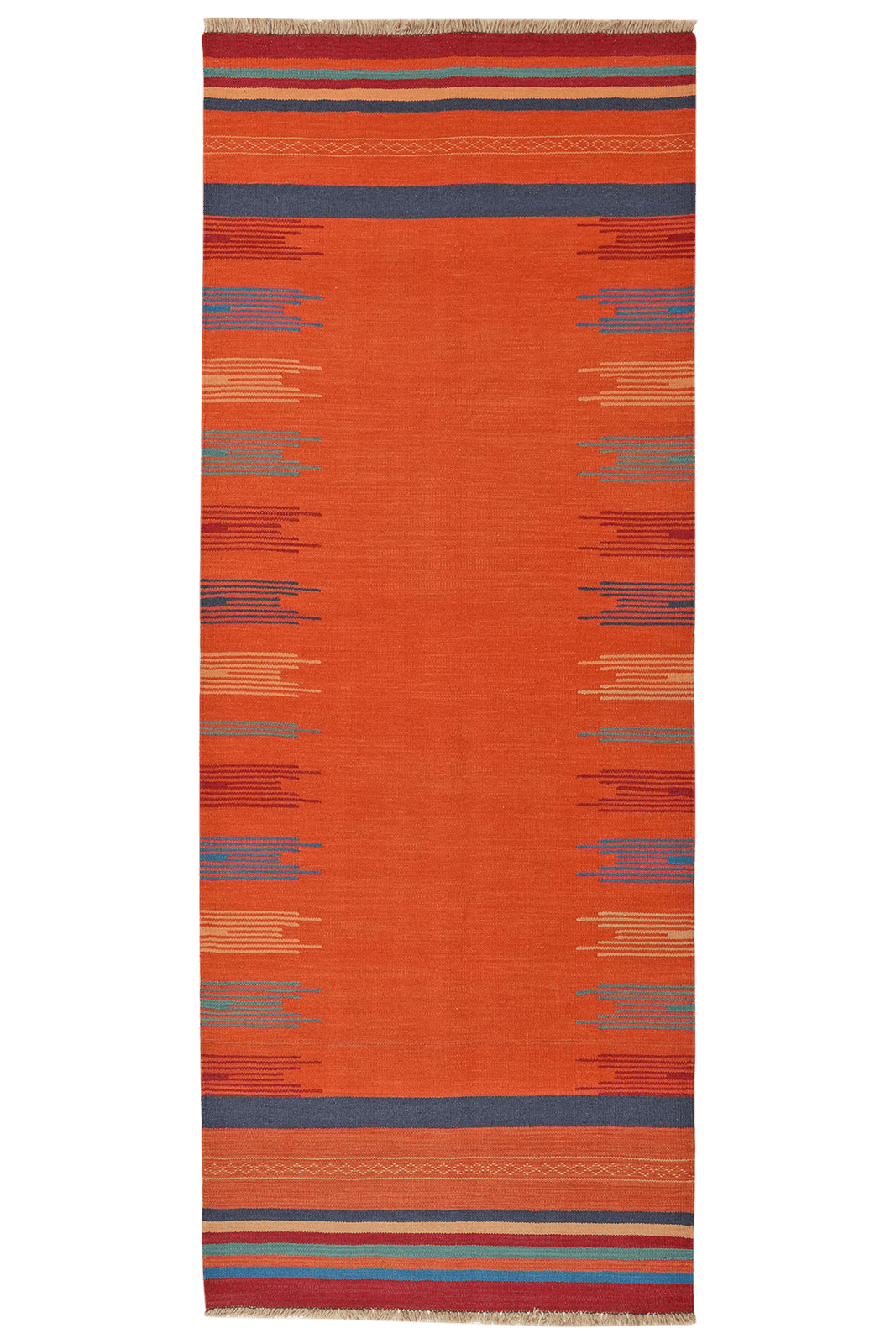 Kelim Gashgai — Handmade, 100x252 cm, Red, 100% Virgin Wool | Main view