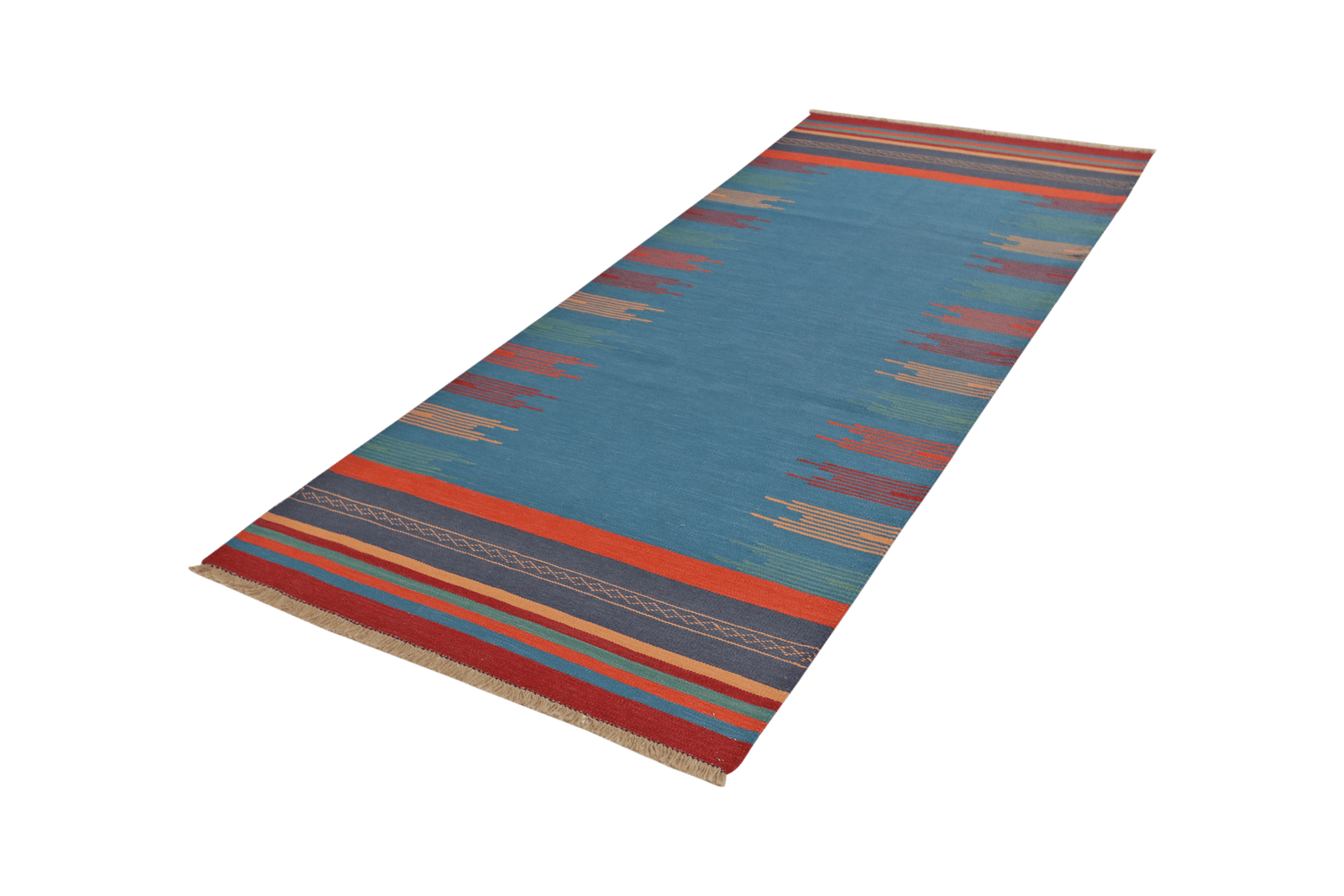 Kelim Gashgai — Handmade, 101x255 cm, Blue, 100% Virgin Wool | View 5