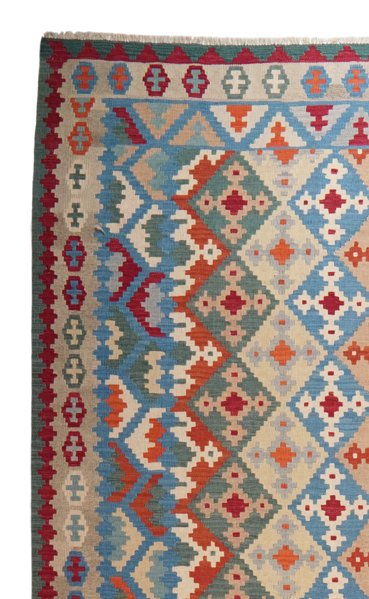 Kelim Gashgai — Handgefertigt, 377x300 cm, Beige, 100% Virgin Wool | View 4