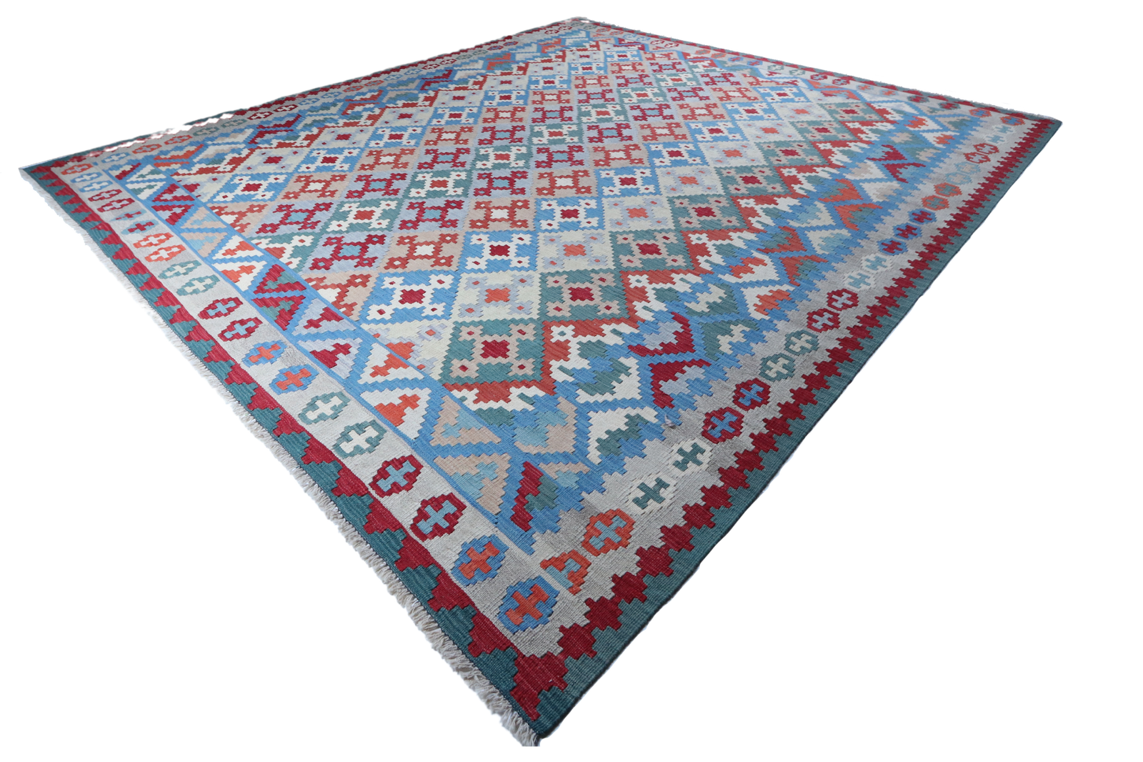 Kelim Gashgai — Handgefertigt, 377x300 cm, Beige, 100% Virgin Wool | View 7