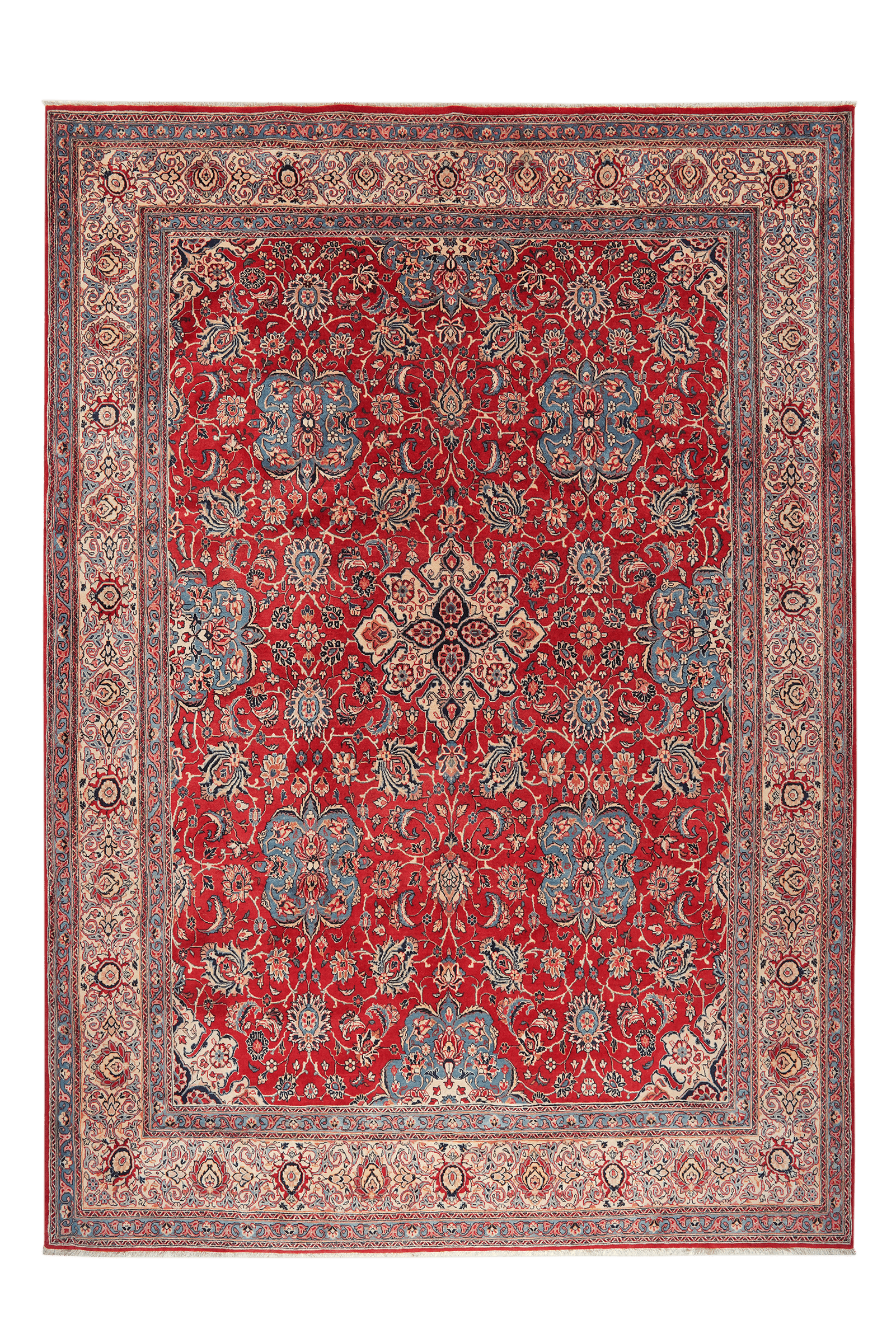 Sarough — Hand-knotted, 247x350 cm, Red, 100% Virgin Wool | Main view