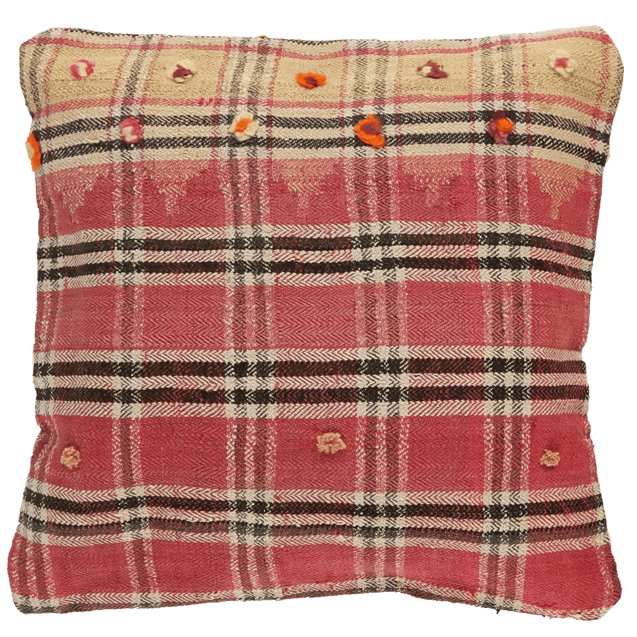 Kelim Kissen — Handmade, 65x65 cm, Multicolor, 100% Virgin Wool | Main view