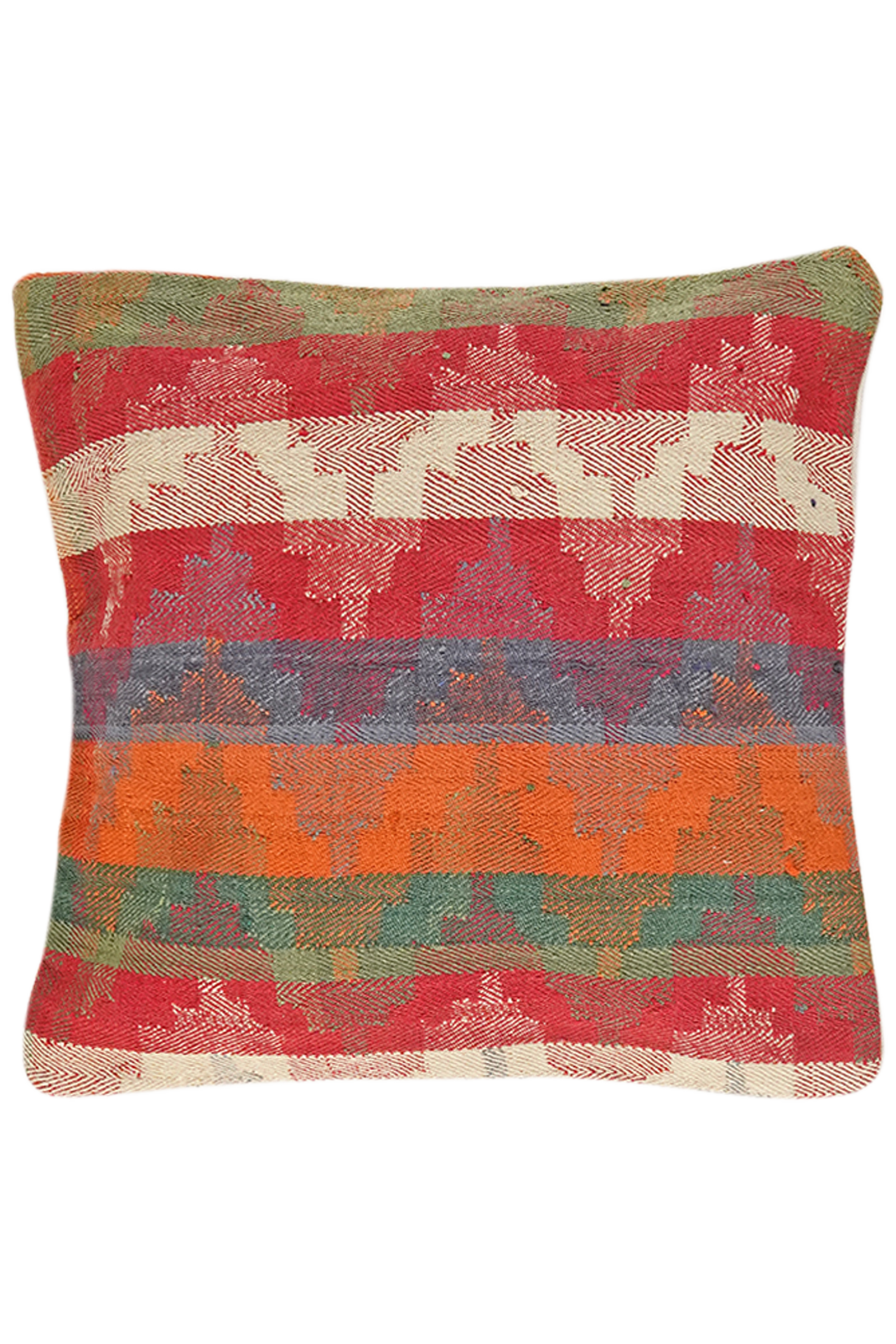 Kelim Kissen — Handgefertigt, 65x65 cm, Bunt, 100% Virgin Wool | Main view