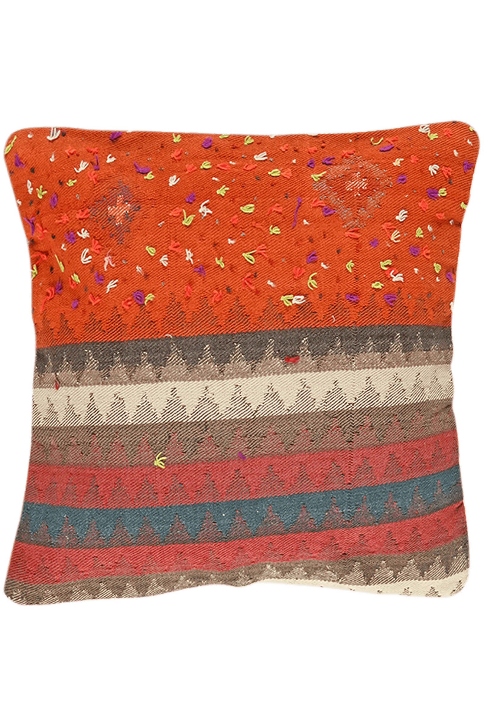 Kelim Kissen — Handmade, 65x65 cm, Multicolor, 100% Virgin Wool | Main view
