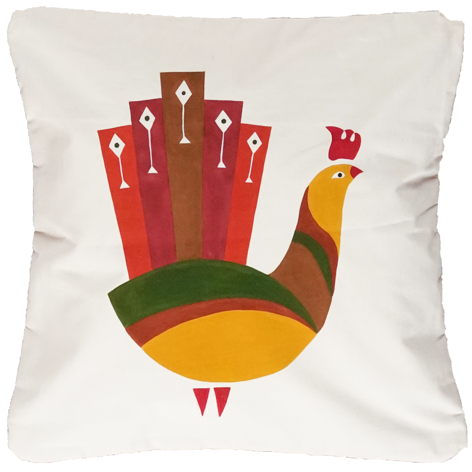 Kelim Kissen — Handgefertigt, 50x50 cm, Beige, 100% Virgin Wool | Main view