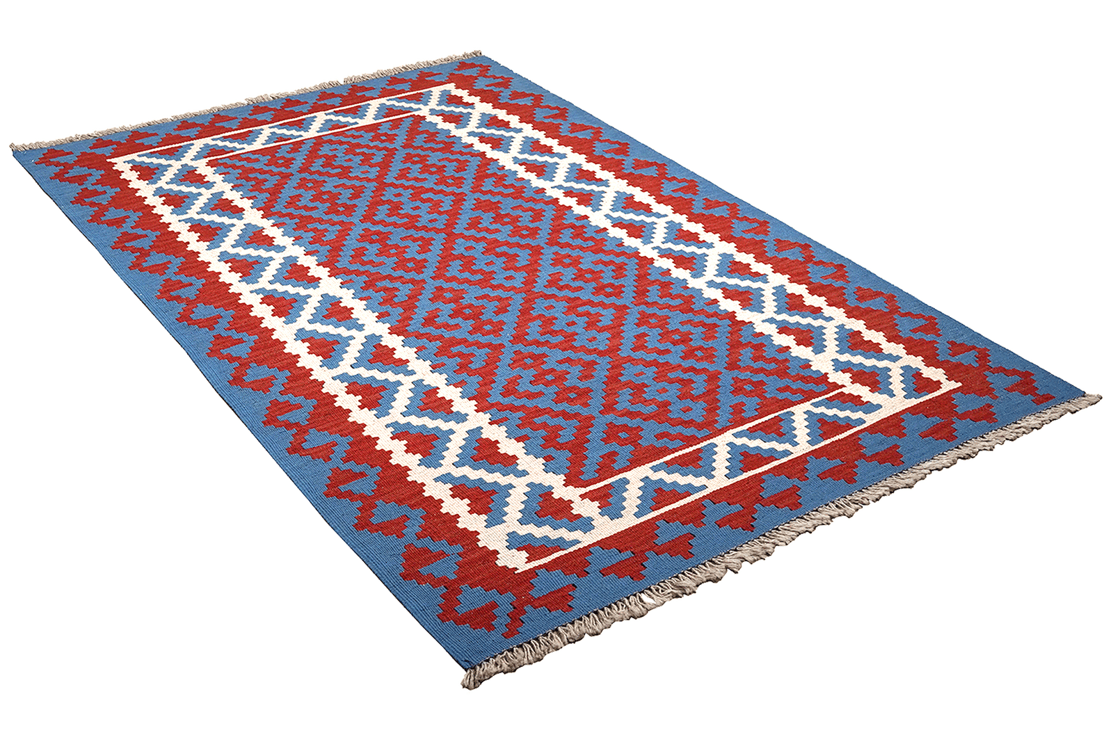 Kelim Gashgai — Handmade, 117x182 cm, Blue, 100% Virgin Wool | View 4