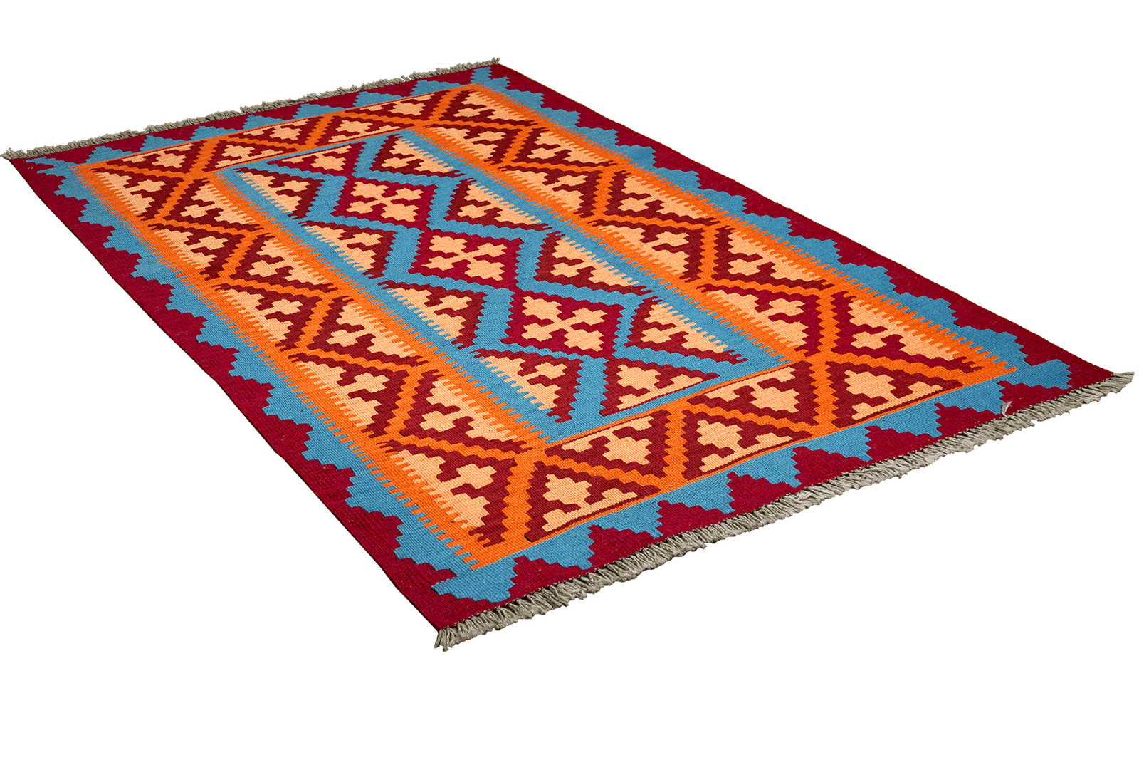 Kelim Gashgai — Handmade, 119x178 cm, Blue, 100% Virgin Wool | View 4
