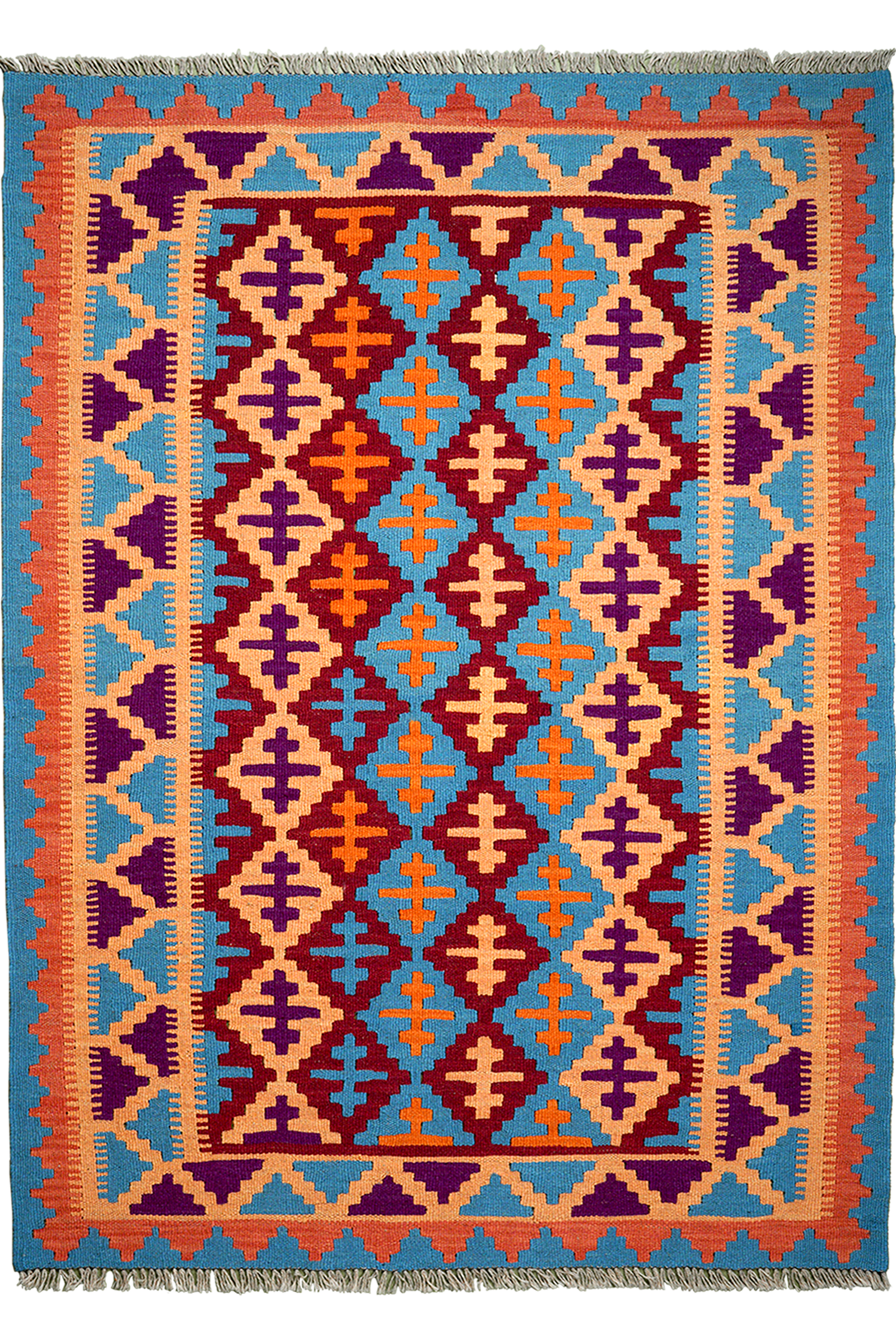 Kelim Gashgai — Handgefertigt, 179x122 cm, Beige, 100% Virgin Wool | Main view