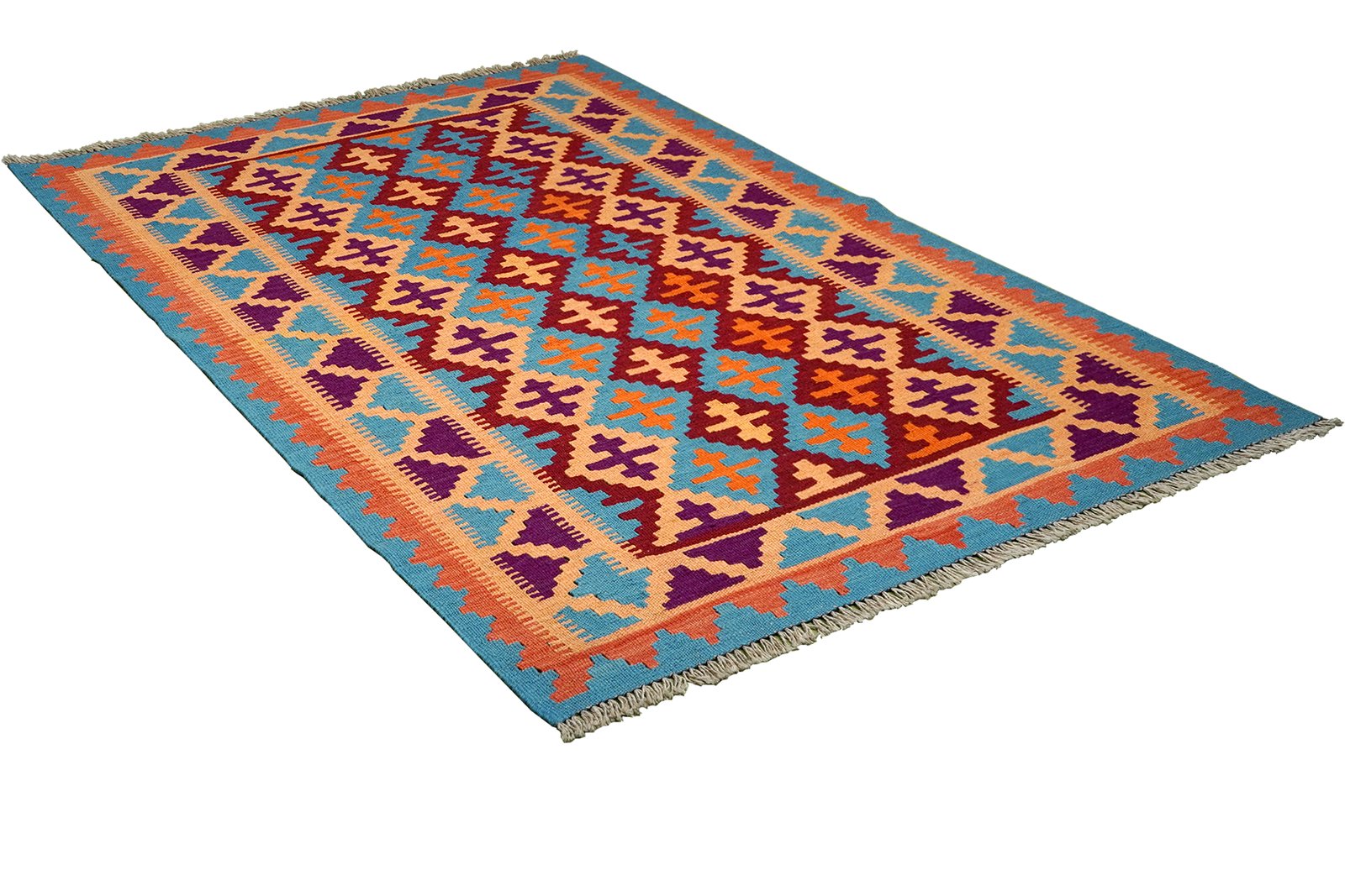 Kelim Gashgai — Handmade, 122x179 cm, Blue, 100% Virgin Wool | View 4