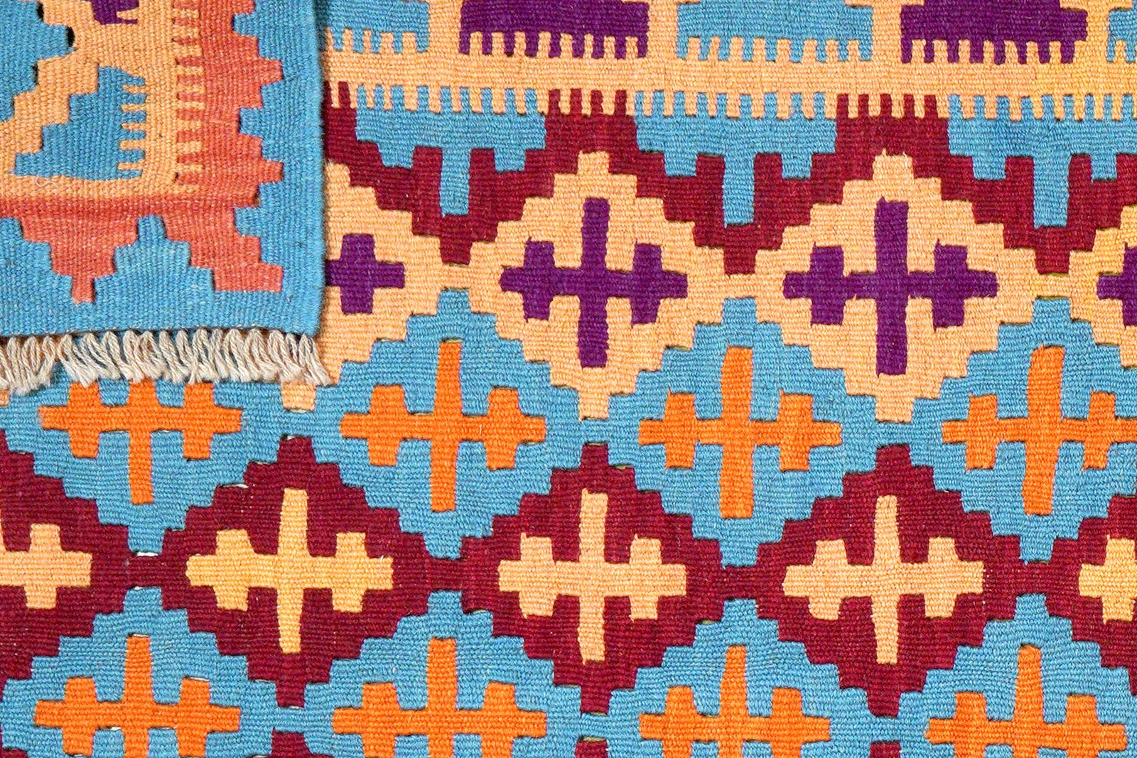 Kelim Gashgai — Handmade, 122x179 cm, Blue, 100% Virgin Wool | View 6