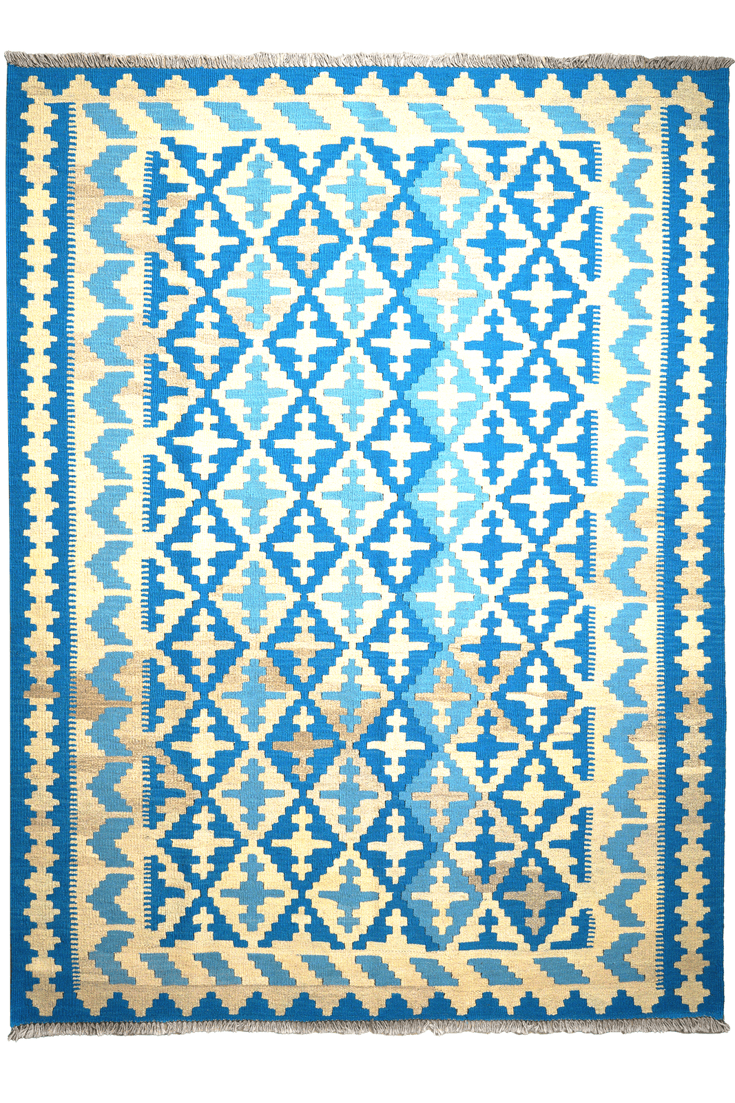 Kelim Gashgai — Handmade, 174x236 cm, Blue, 100% Virgin Wool | Main view