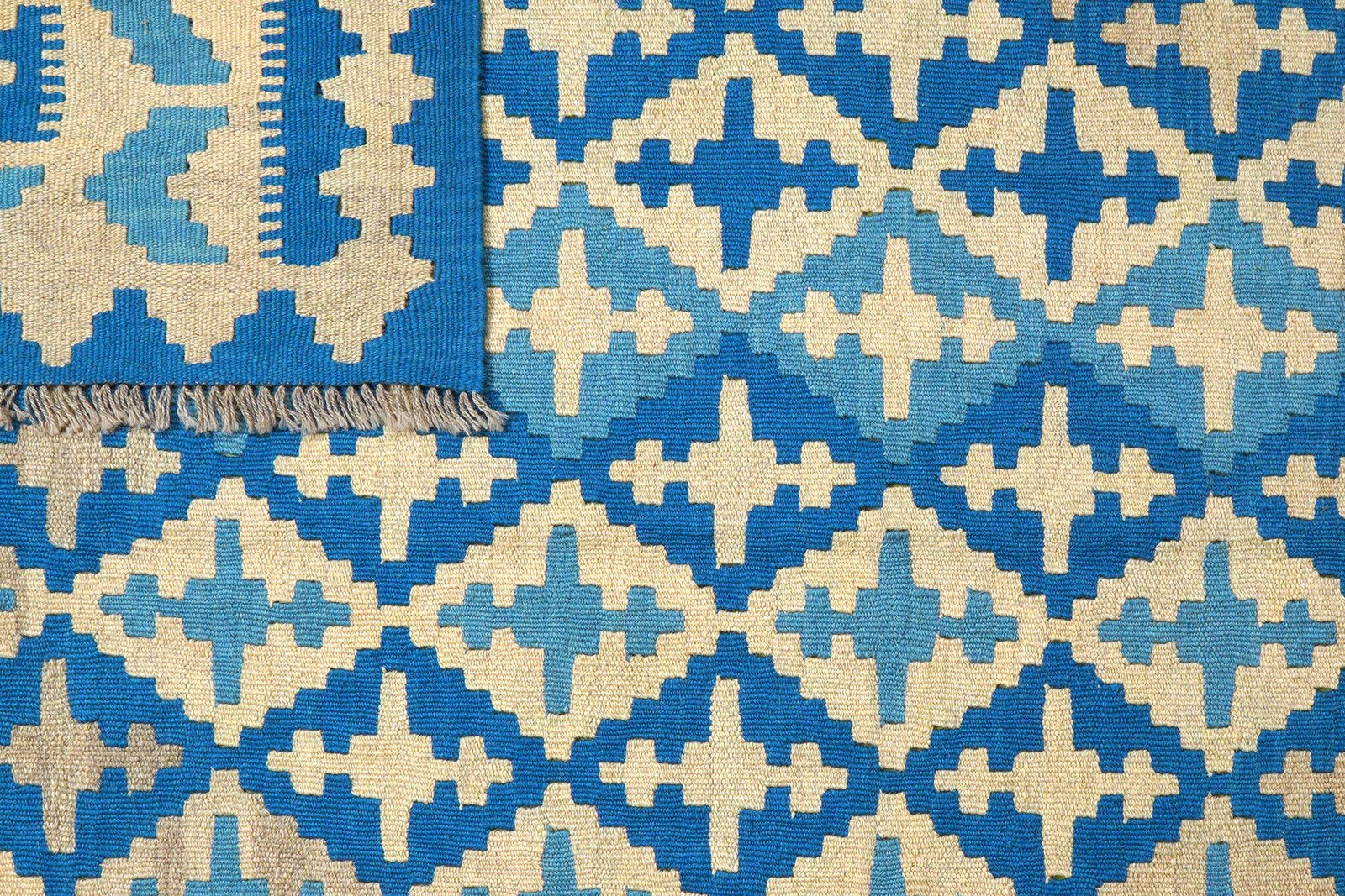 Kelim Gashgai — Handmade, 174x236 cm, Blue, 100% Virgin Wool | View 6