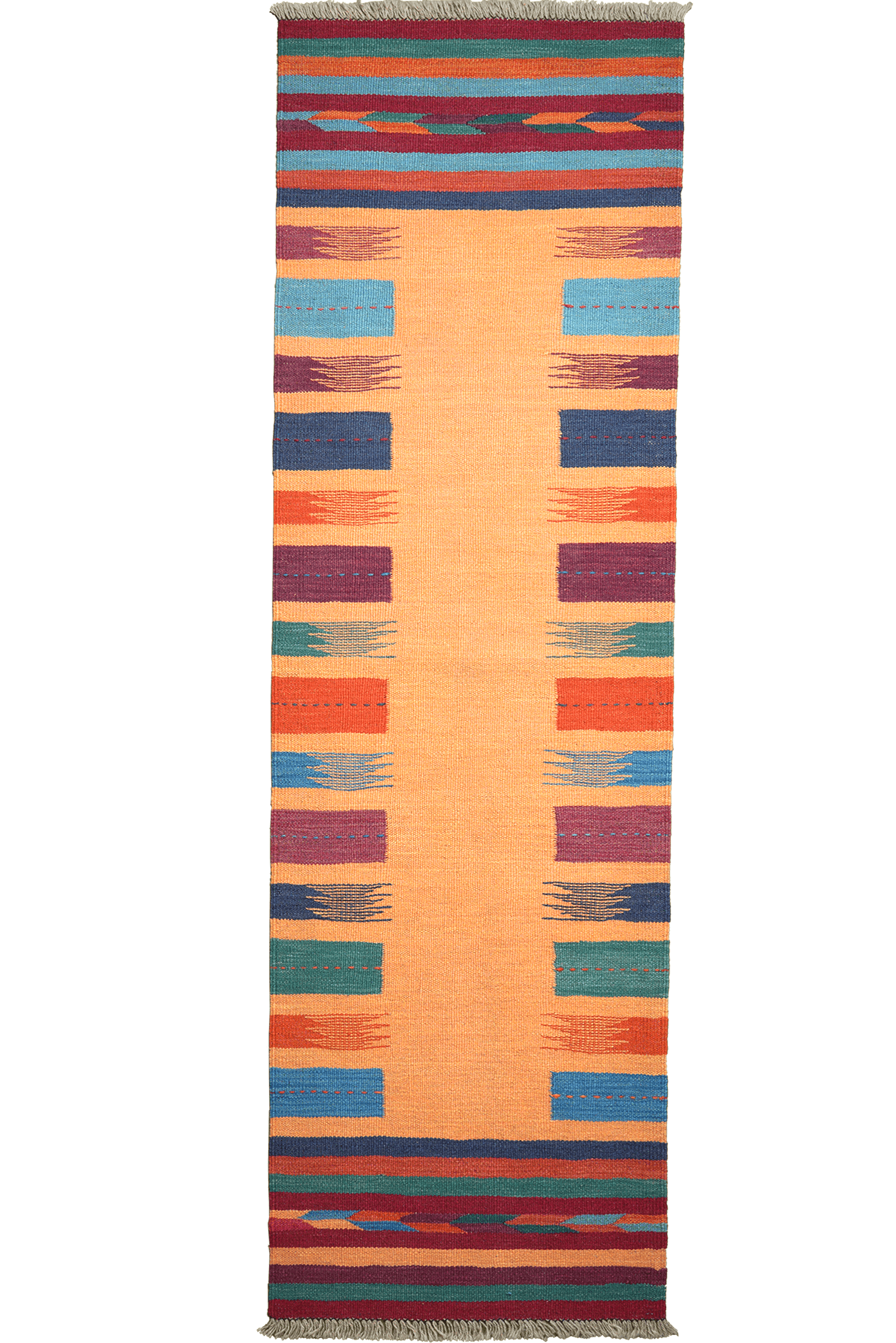 Kelim Gashgai — Handmade, 61x200 cm, Yellow, 100% Virgin Wool | Main view
