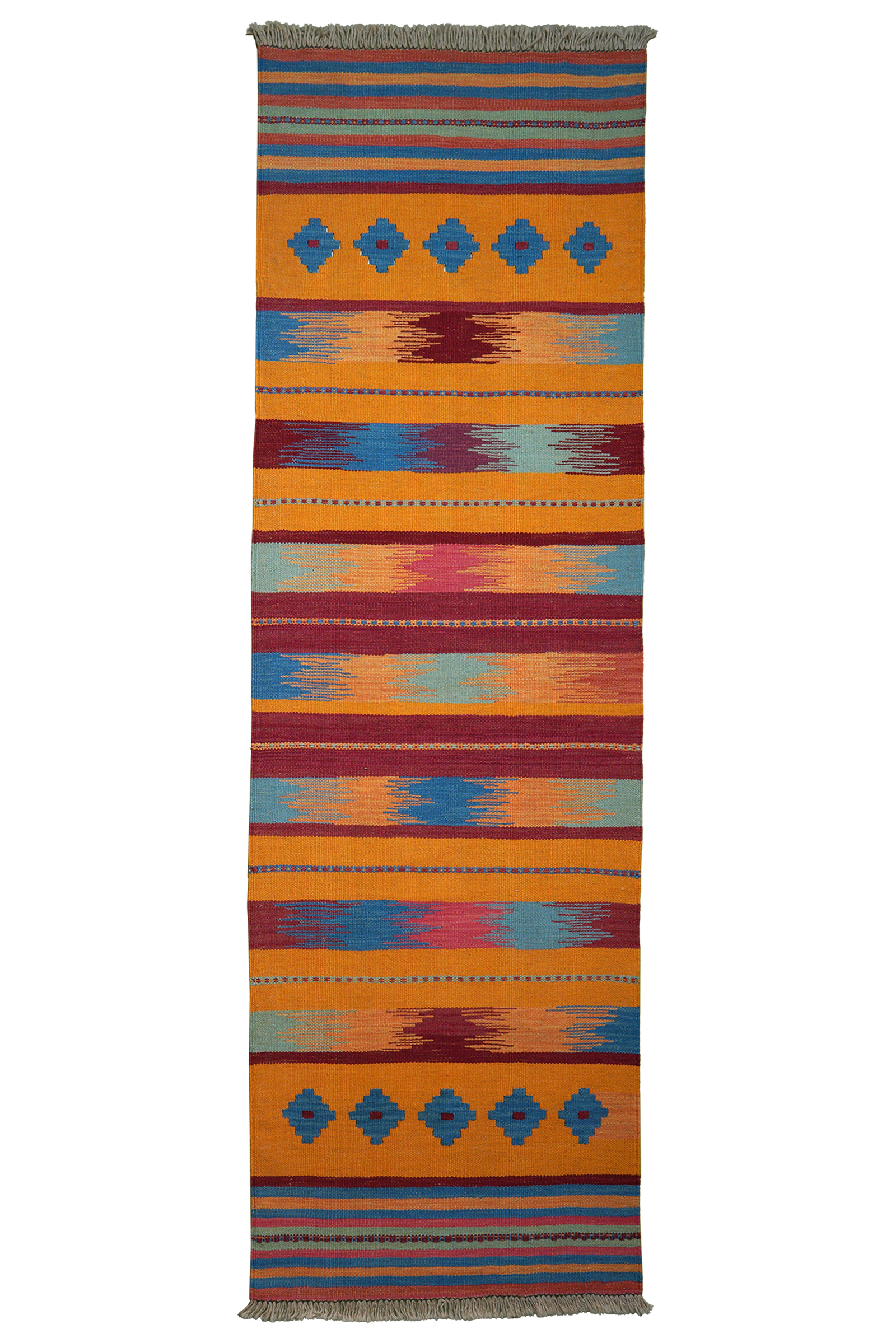 Kelim Gashgai — Handgefertigt, 212x66 cm, Bunt, 100% Virgin Wool | Main view