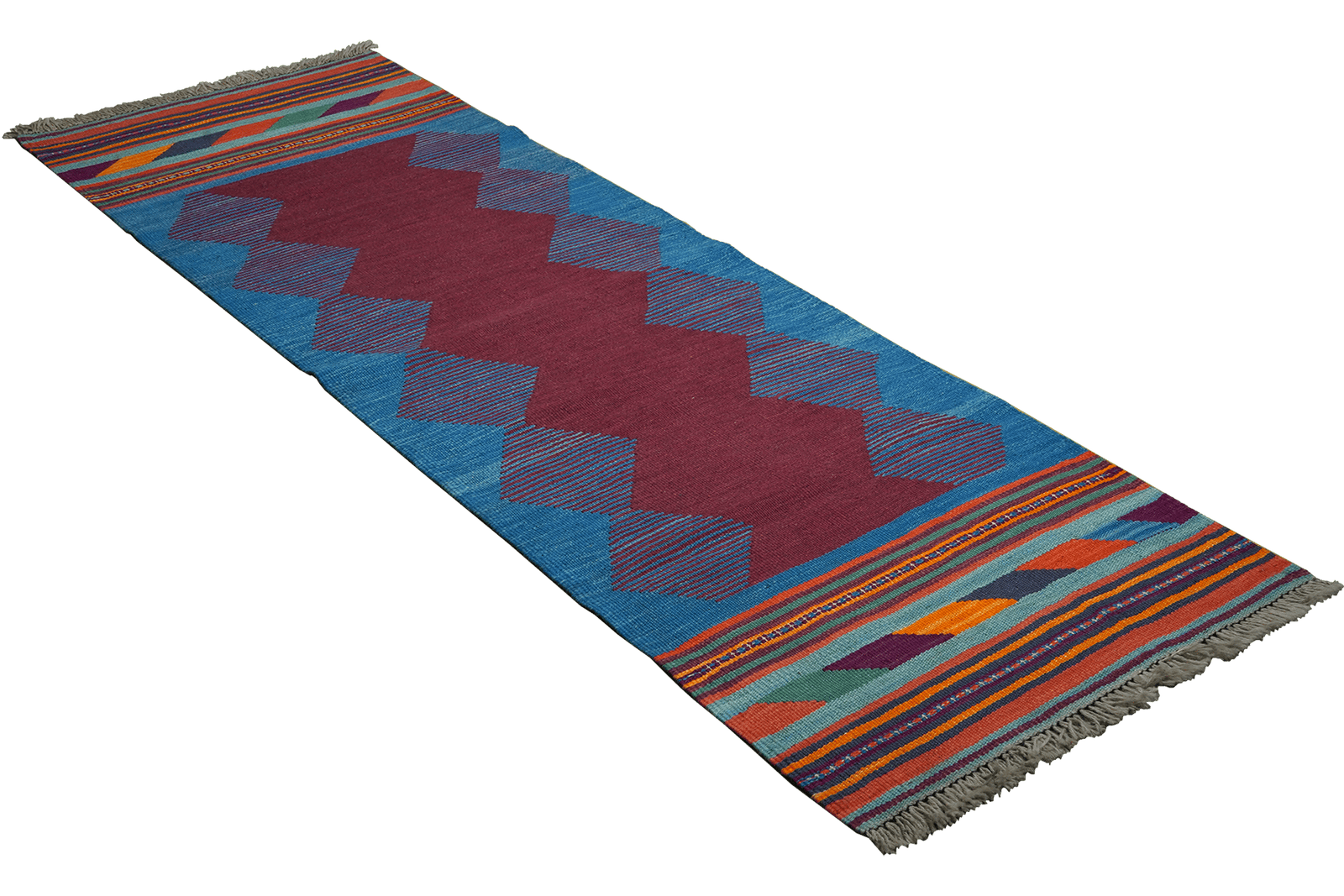 Kelim Gashgai — Handmade, 66x210 cm, Violett, 100% Virgin Wool | View 4