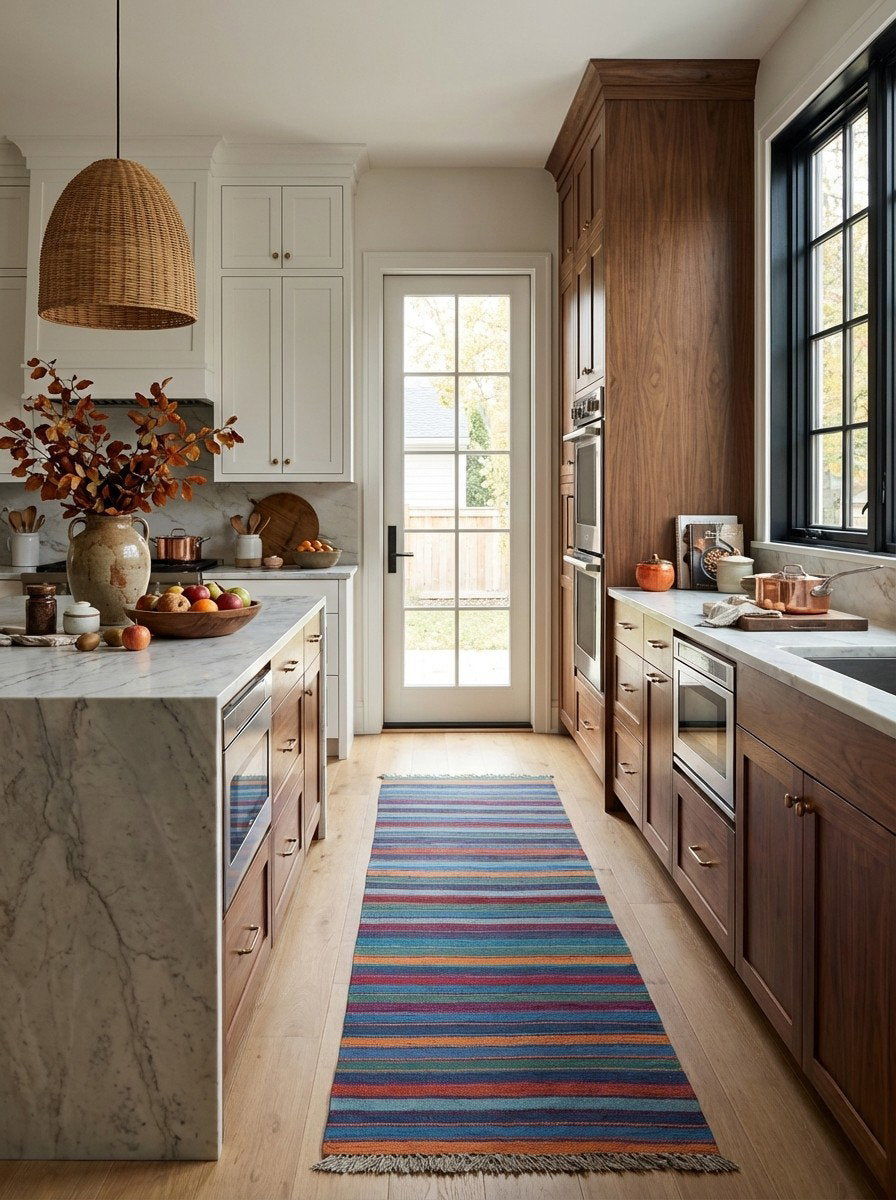 Kelim Gashgai — Handgefertigt, 194x57 cm, Bunt, 100% Virgin Wool | Back view