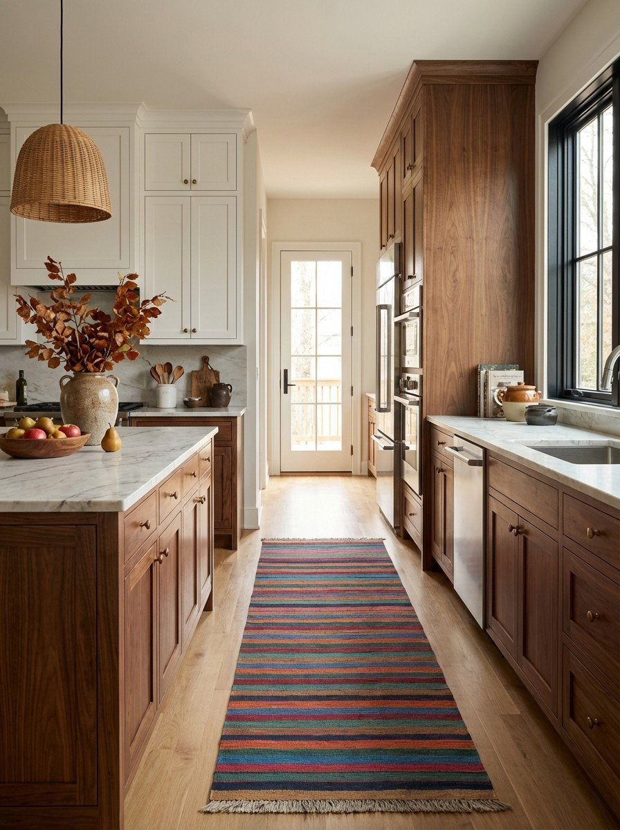 Kelim Gashgai — Handgefertigt, 200x58 cm, Bunt, 100% Virgin Wool | Back view