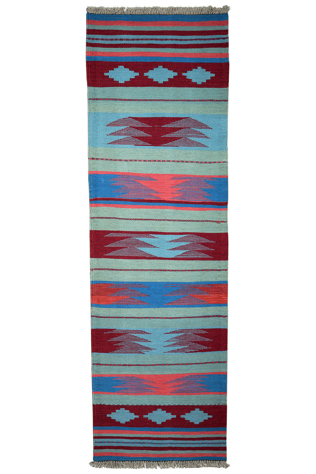 Kelim Gashgai — Handmade, 64x203 cm, Blue, 100% Virgin Wool | Main view