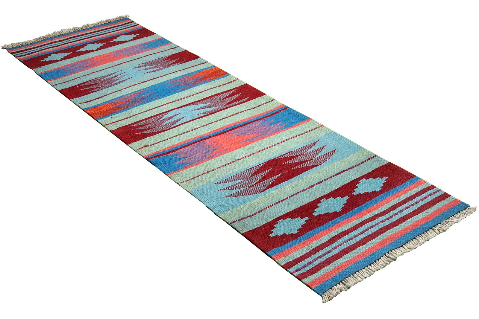 Kelim Gashgai — Handmade, 64x203 cm, Blue, 100% Virgin Wool | View 4