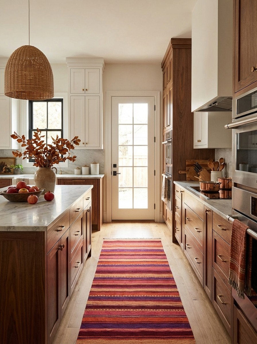 Kelim Gashgai — Handgefertigt, 197x63 cm, Bunt, 100% Virgin Wool | Back view