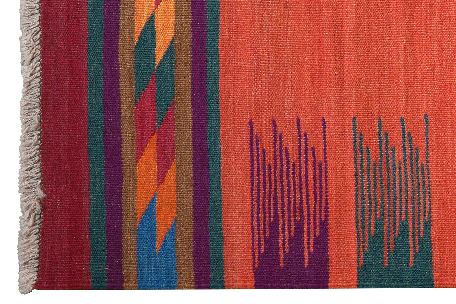 Kelim Gashgai — Handmade, 132x181 cm, Red, 100% Virgin Wool | View 3