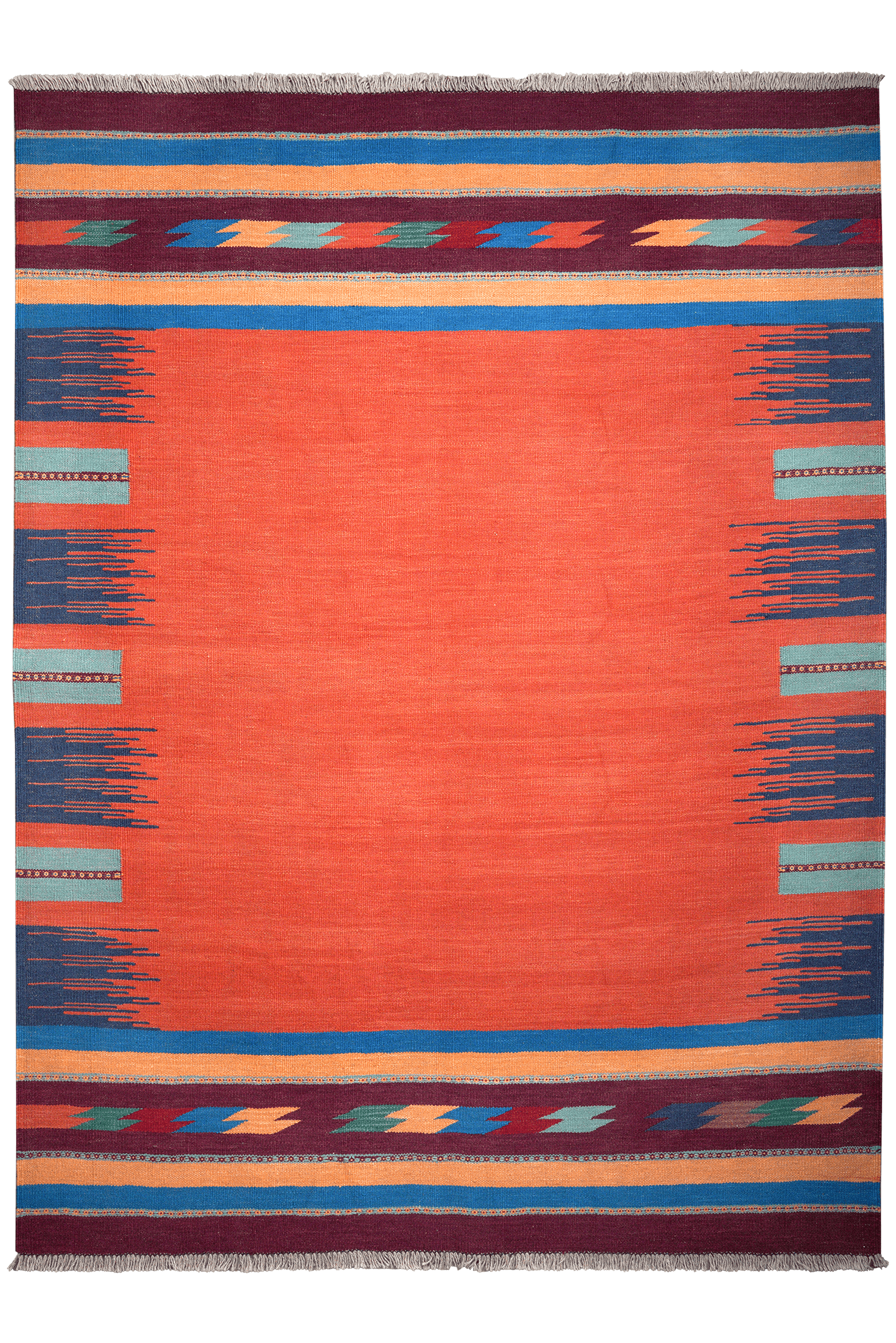 Kelim Gashgai — Handmade, 170x229 cm, Red, 100% Virgin Wool | Main view