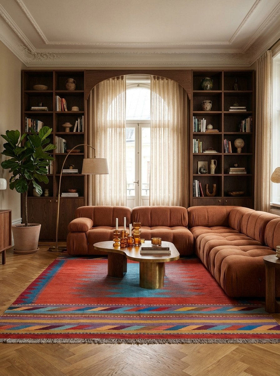 Kelim Gashgai — Handgefertigt, 258x170 cm, Bunt, 100% Virgin Wool | Back view