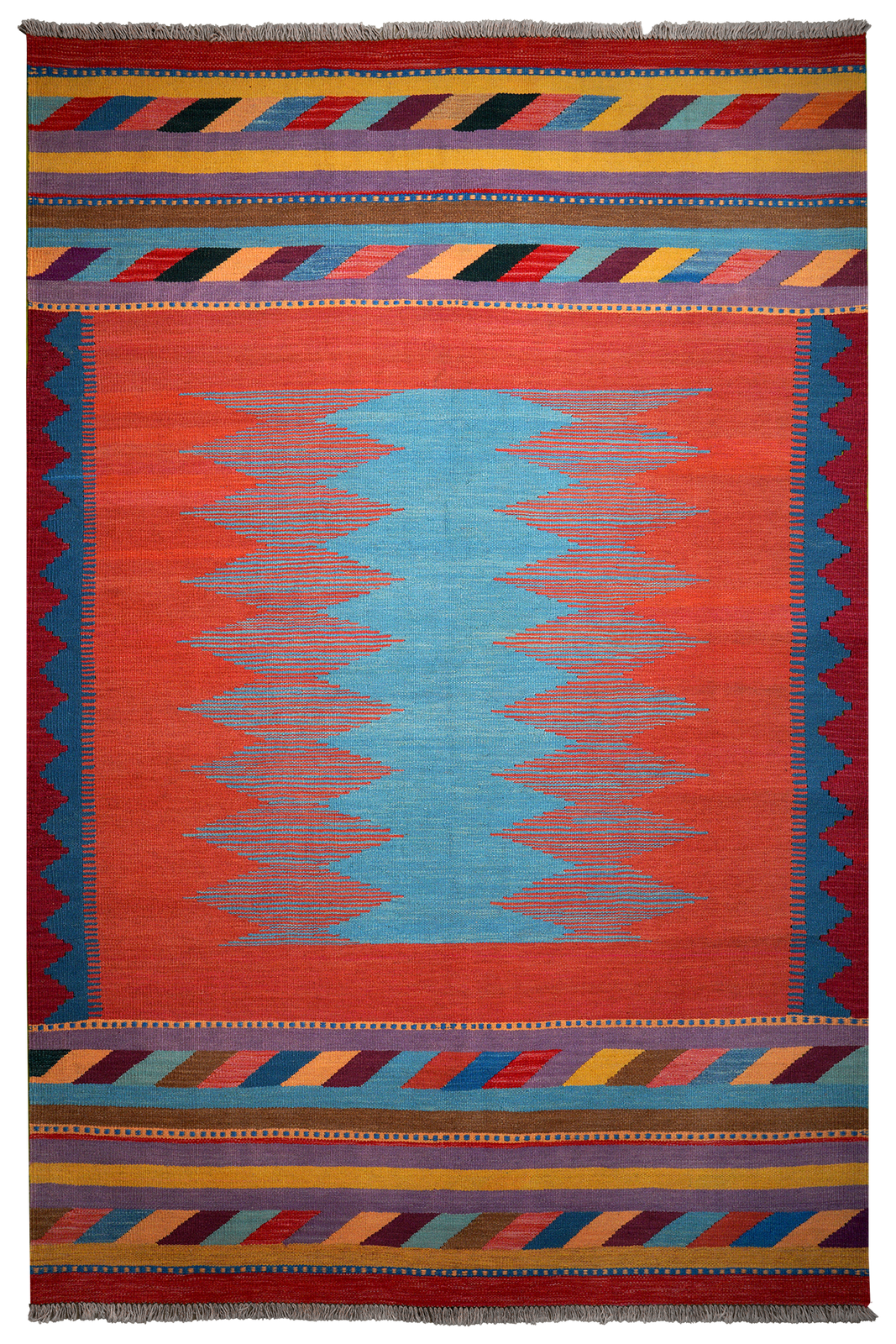 Kelim Gashgai — Handmade, 170x258 cm, Red, 100% Virgin Wool | Main view