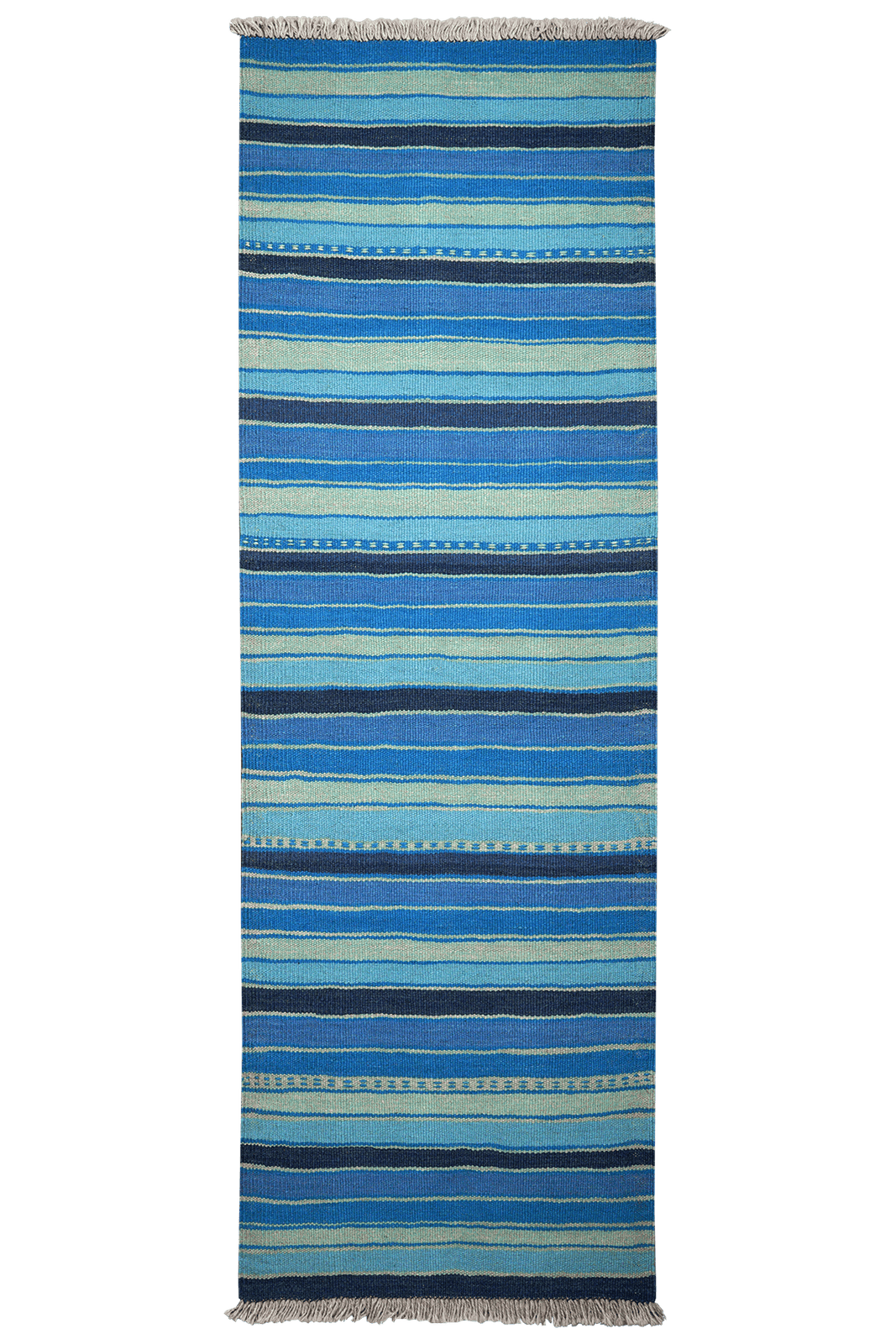 Kelim Gashgai — Handmade, 65x196 cm, Blue, 100% Virgin Wool | Main view