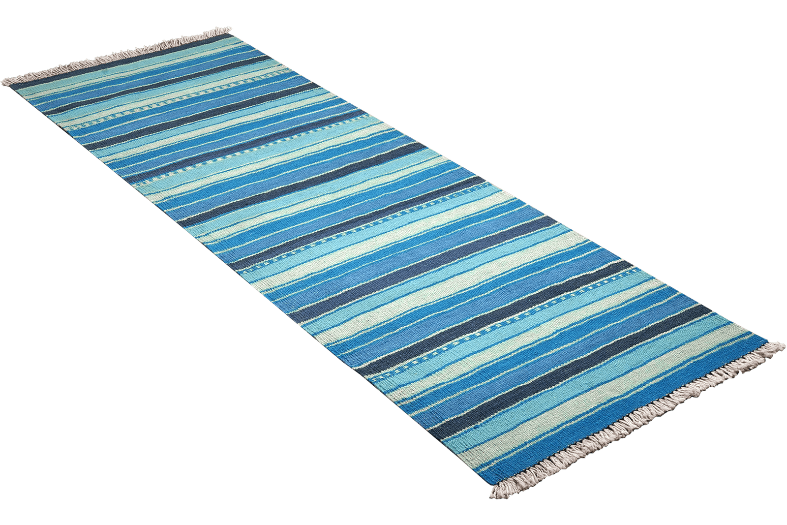 Kelim Gashgai — Handmade, 65x196 cm, Blue, 100% Virgin Wool | View 4