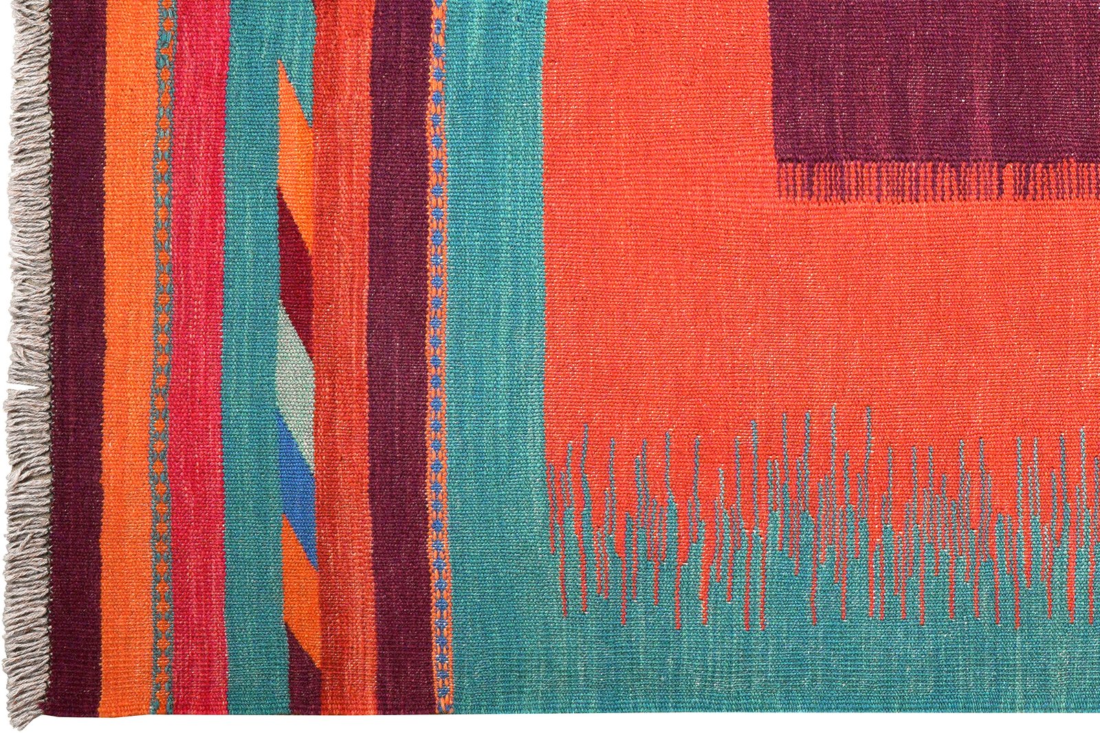Kelim Gashgai — Handmade, 126x185 cm, Red, 100% Virgin Wool | View 3