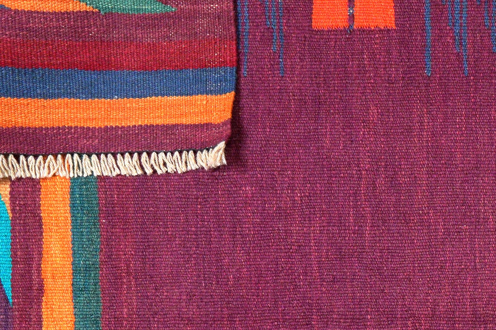 Kelim Gashgai — Handmade, 136x187 cm, Violett, 100% Virgin Wool | View 6