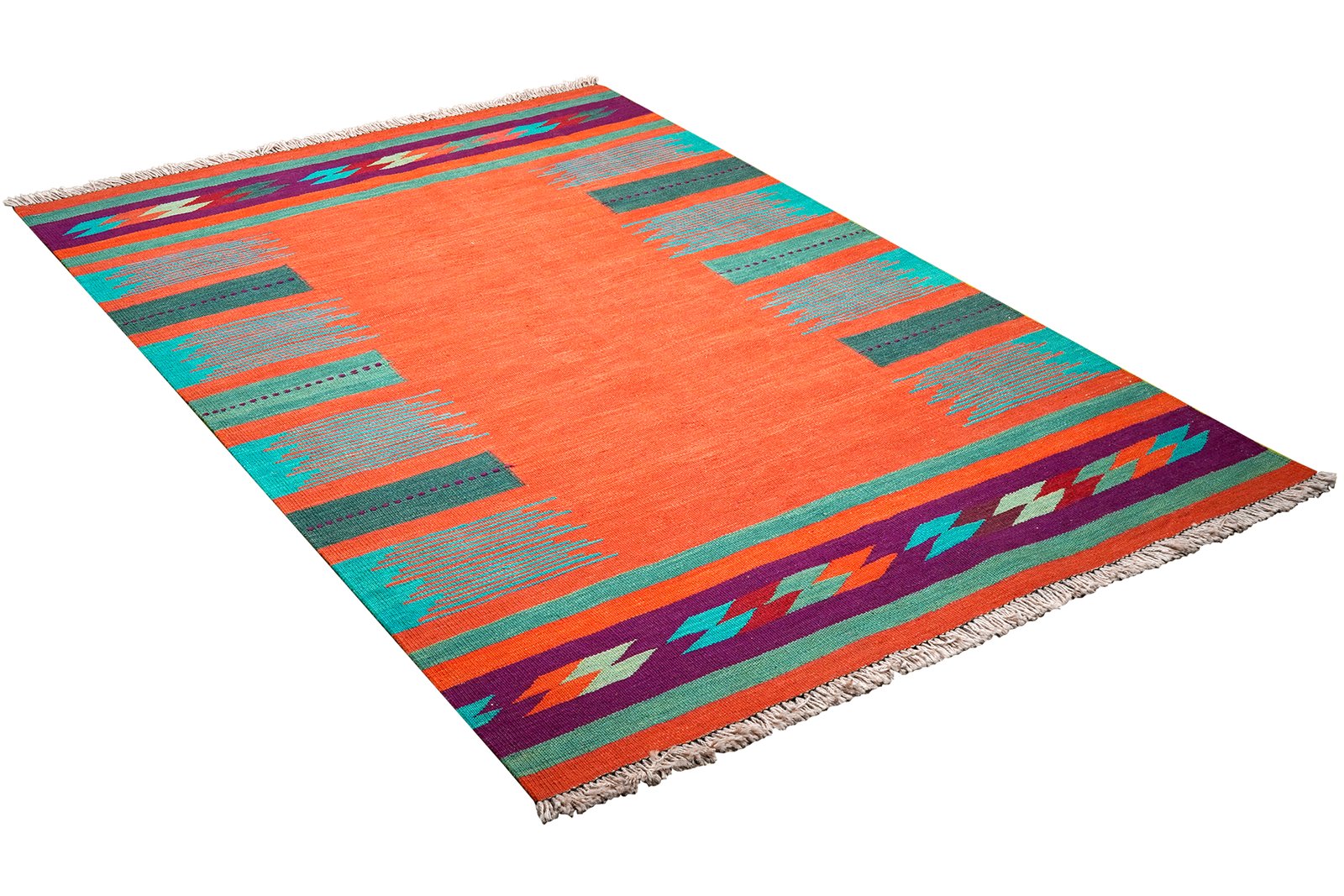 Kelim Gashgai — Handmade, 123x177 cm, Red, 100% Virgin Wool | View 4