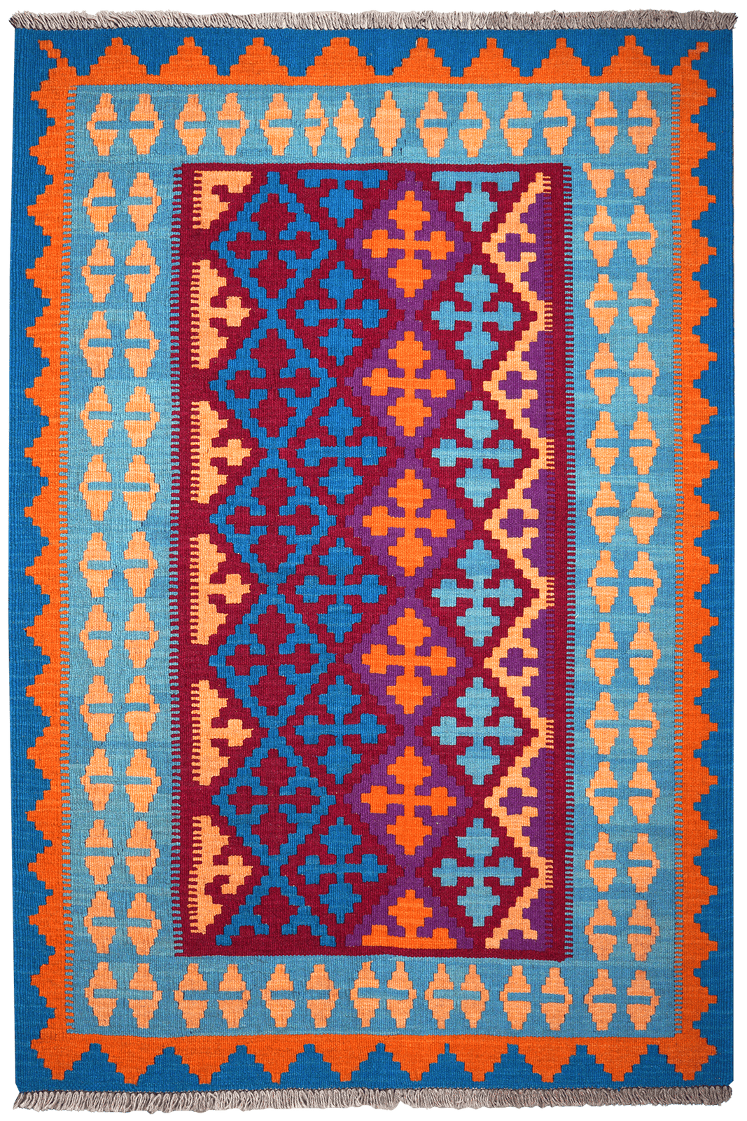 Kelim Gashgai — Handmade, 125x179 cm, Red, 100% Virgin Wool | Main view