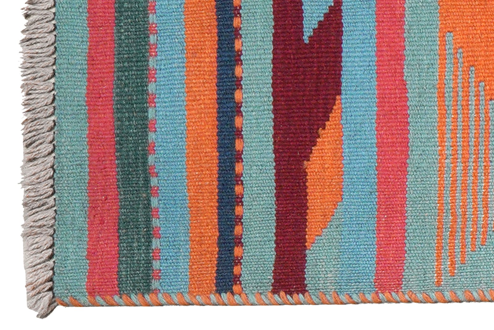 Kelim Gashgai — Handmade, 56x200 cm, Orange, 100% Virgin Wool | View 3
