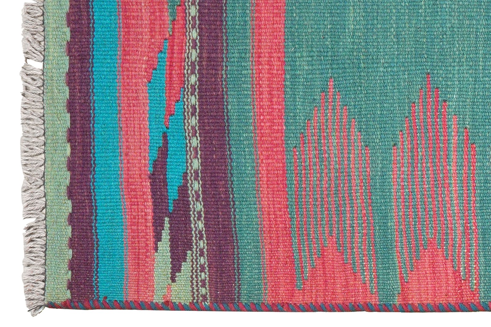 Kelim Gashgai — Handmade, 65x203 cm, Green, 100% Virgin Wool | View 3