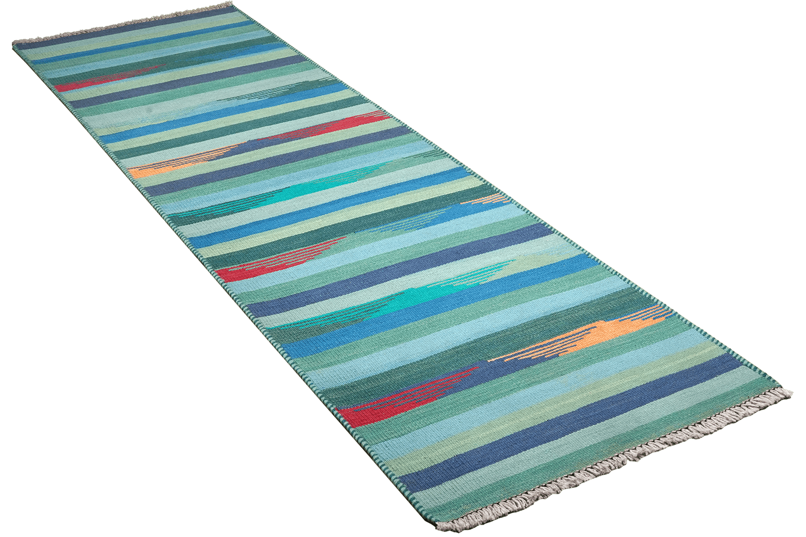 Kelim Gashgai — Handmade, 70x253 cm, Blue, 100% Virgin Wool | View 4
