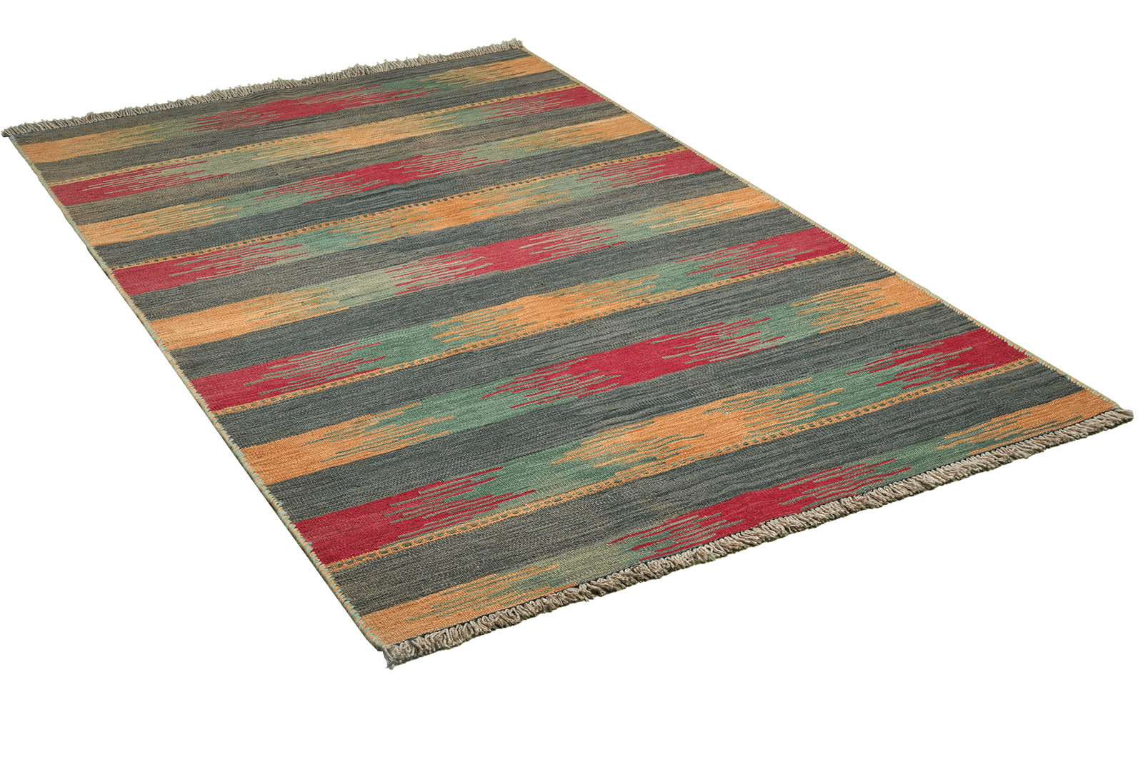 Kelim Gashgai — Handmade, 117x192 cm, Green, 100% Virgin Wool | View 4