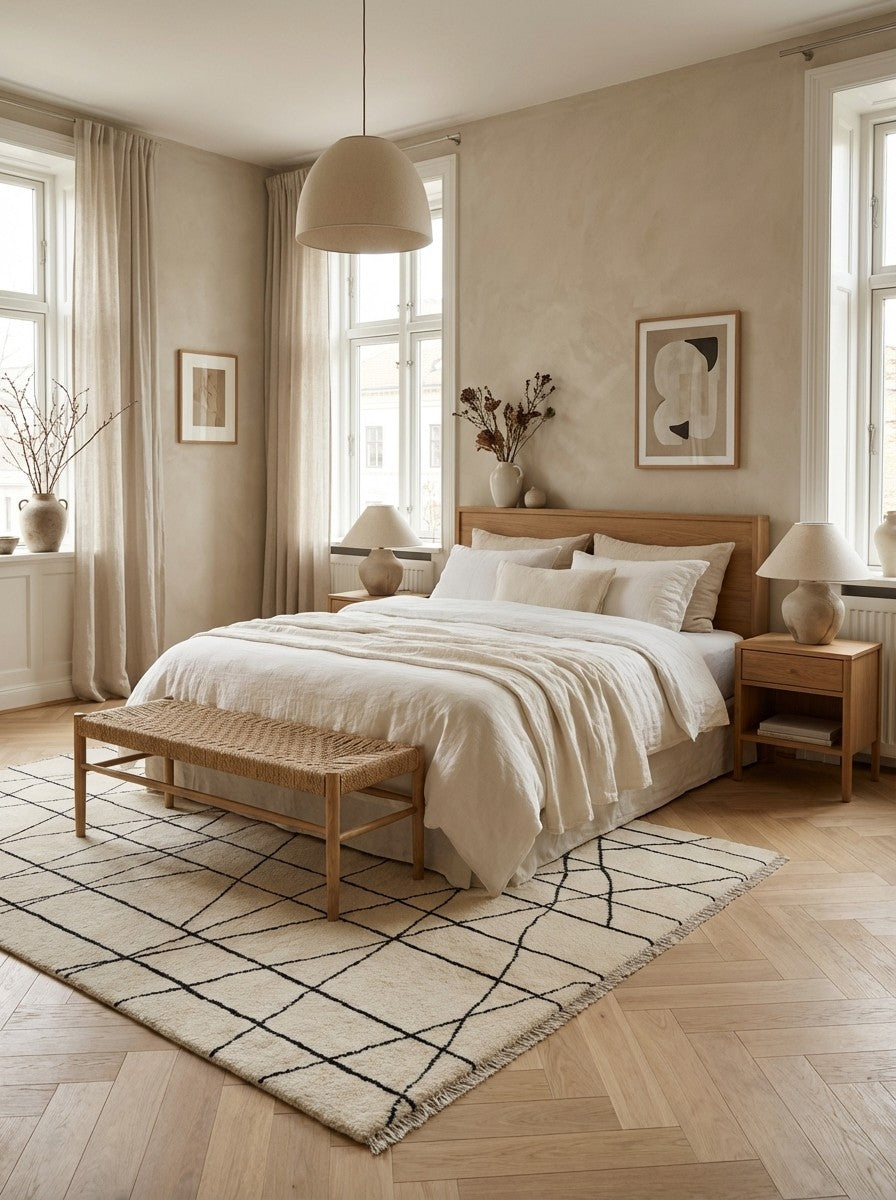 Gabbeh Basi — Hand-knotted, 206x290 cm, Beige, 100% Virgin Wool | Detail view