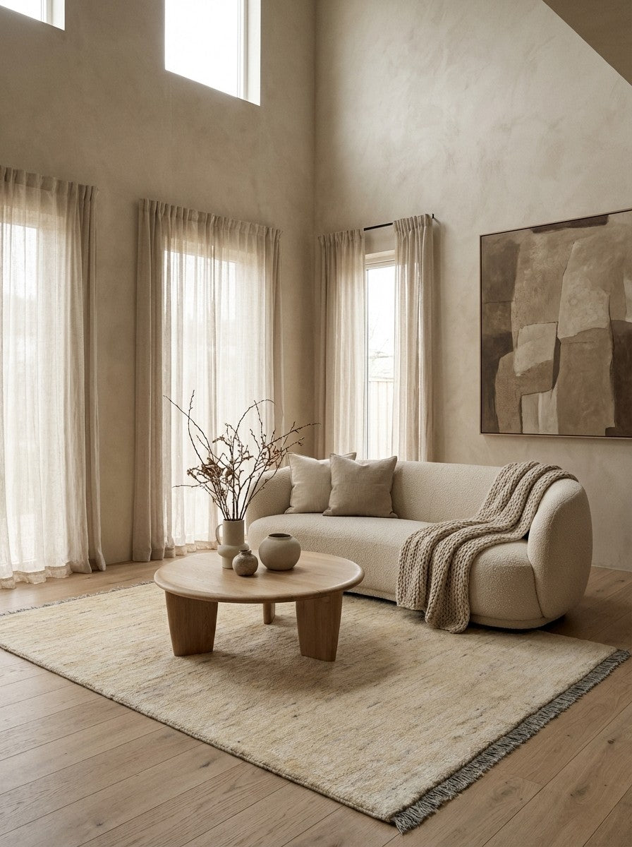 Gabbeh — Hand-knotted, 152x190 cm, Beige, 100% Virgin Wool | Detail view