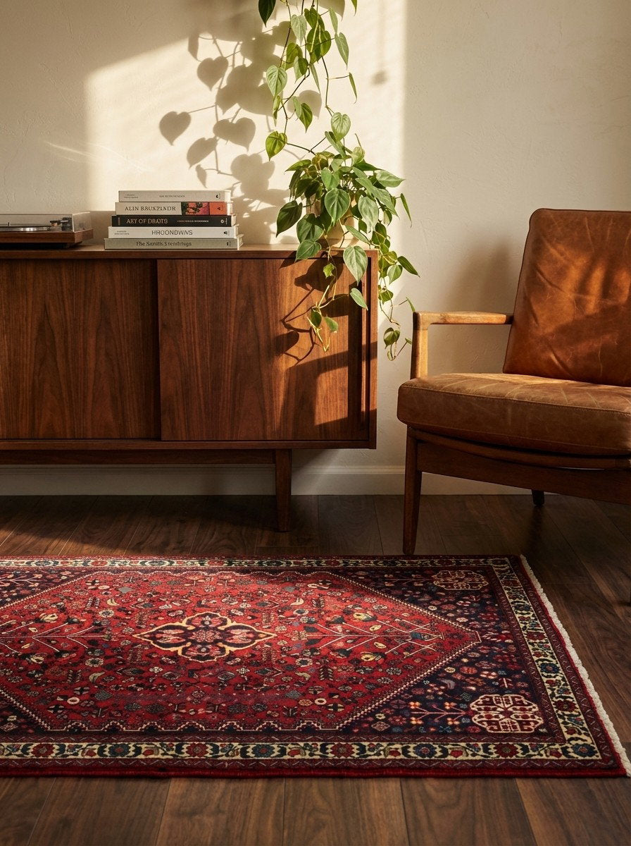 Abadeh — Handgefertigt, 157x103 cm, Beige, 100% Virgin Wool | Back view