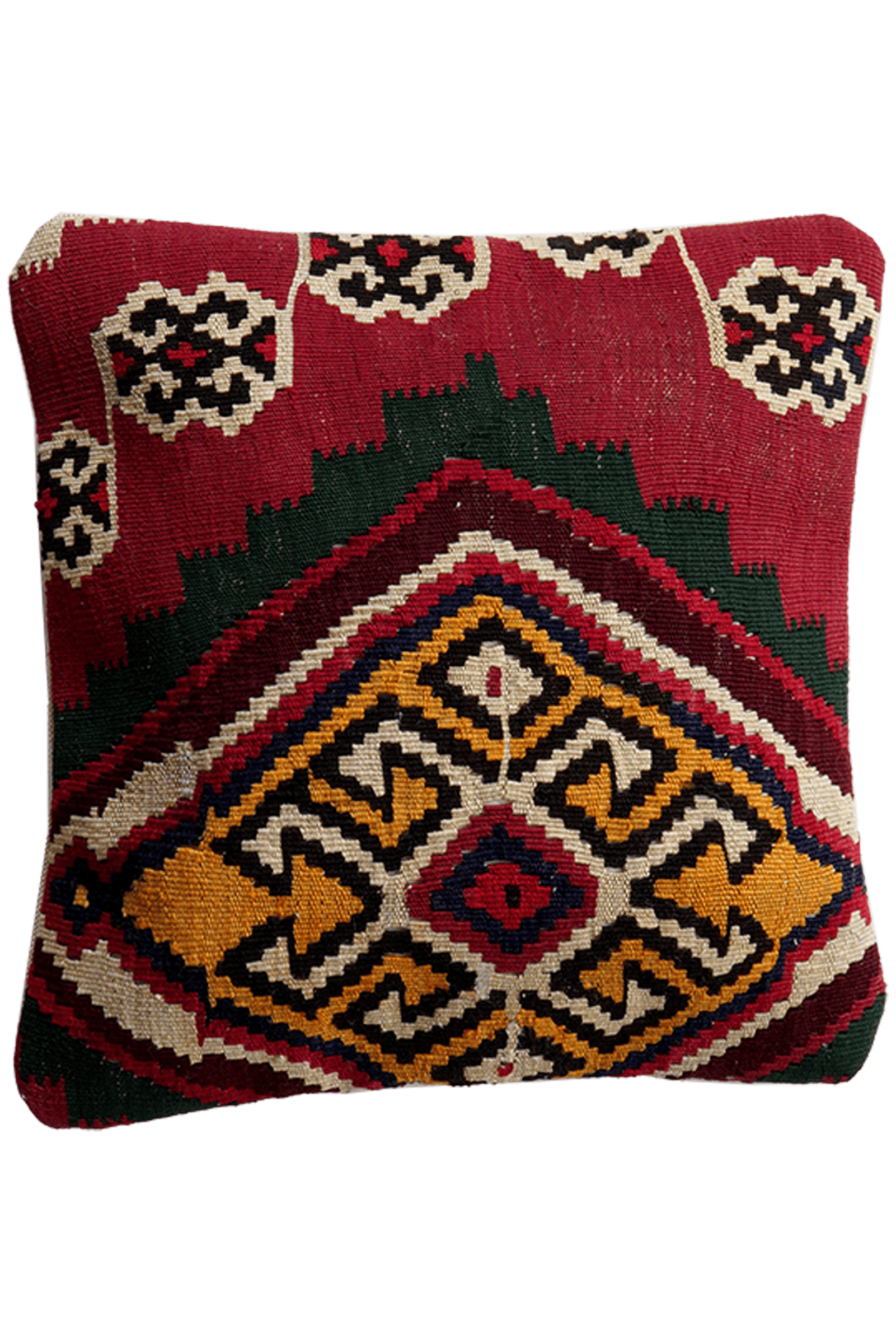 Kelim Kissen — Handmade, 40x40 cm, Multicolor, 100% Virgin Wool | Main view