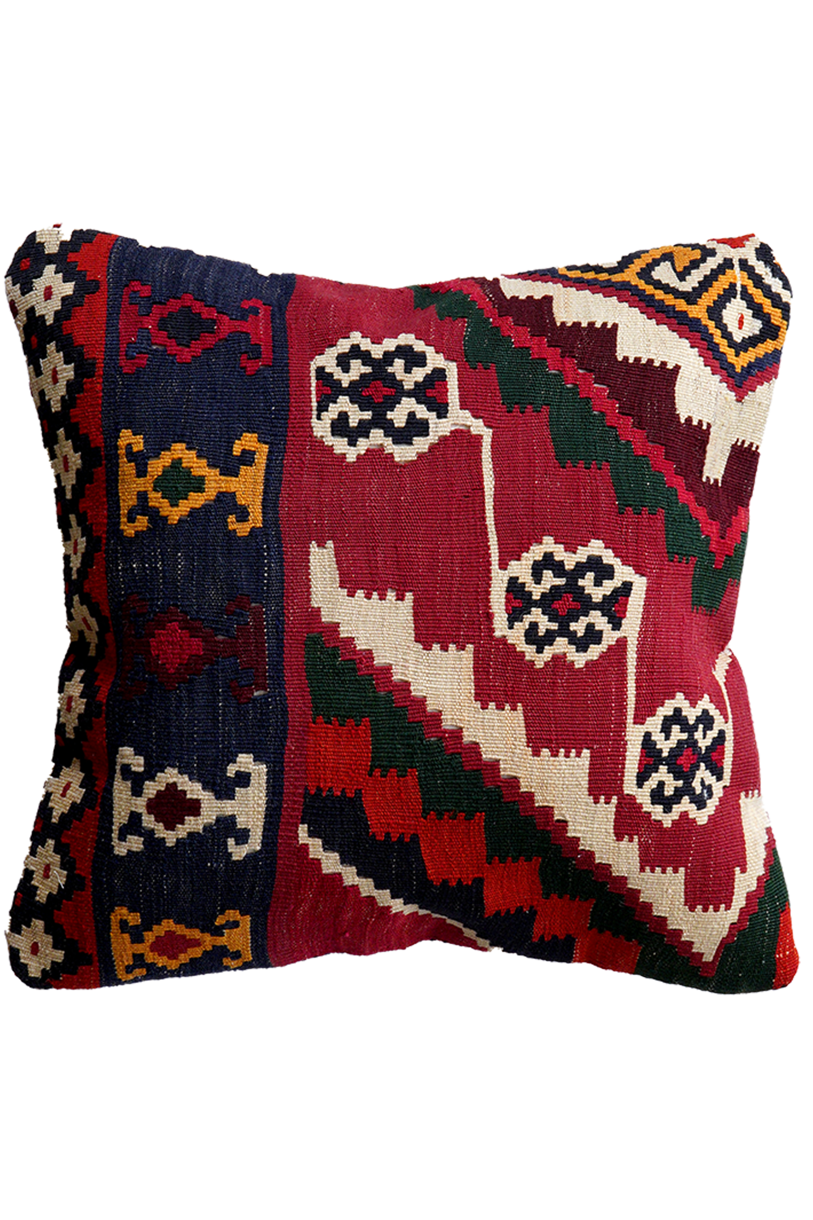 Kelim Kissen — Handgefertigt, 50x50 cm, Bunt, 100% Virgin Wool | Main view