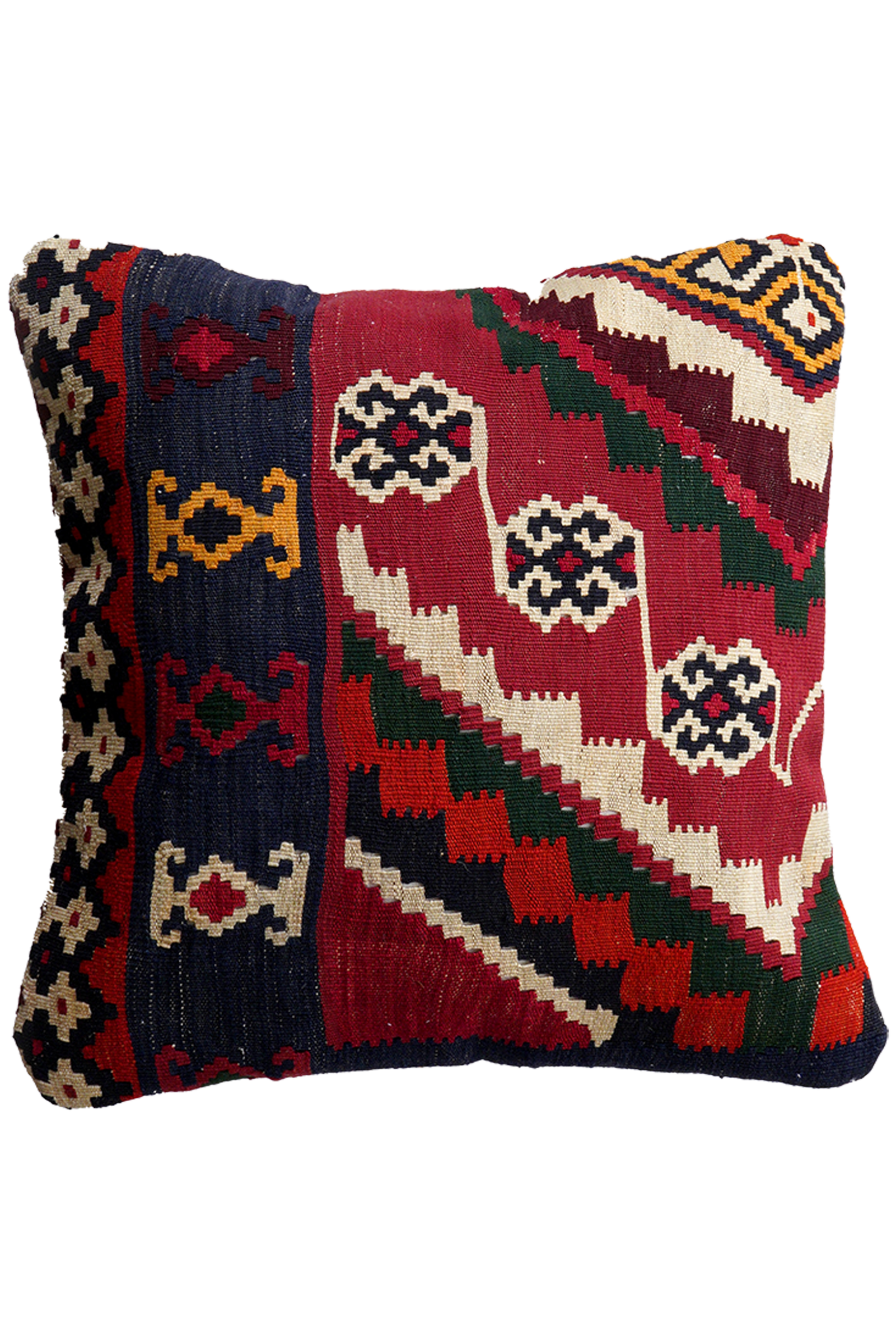 Kelim Kissen — Handgefertigt, 50x50 cm, Bunt, 100% Virgin Wool | Main view