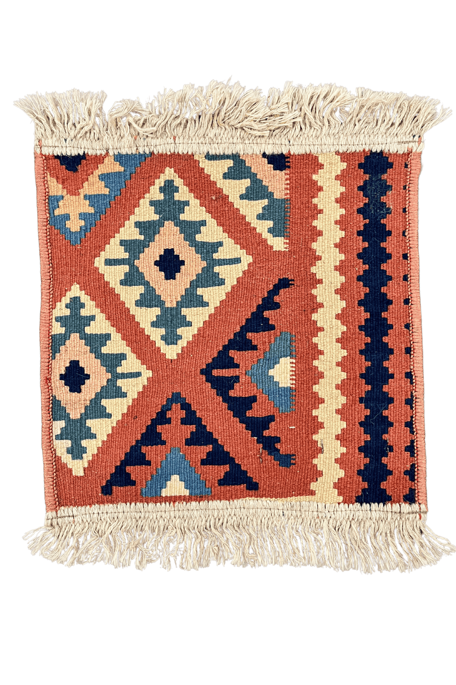 Kelim Gashgai — Handmade, 30x30 cm, Red, 100% Virgin Wool | Main view