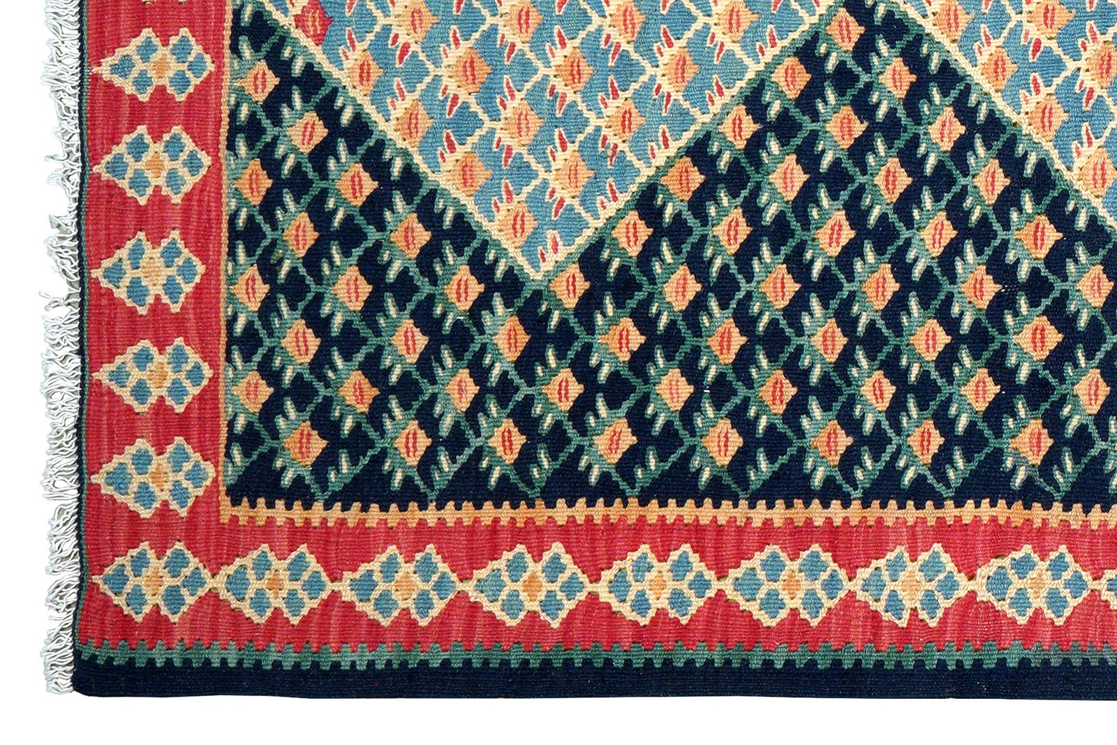 Kelim Senneh — Handmade, 101x153 cm, Blue, 100% Virgin Wool | View 3