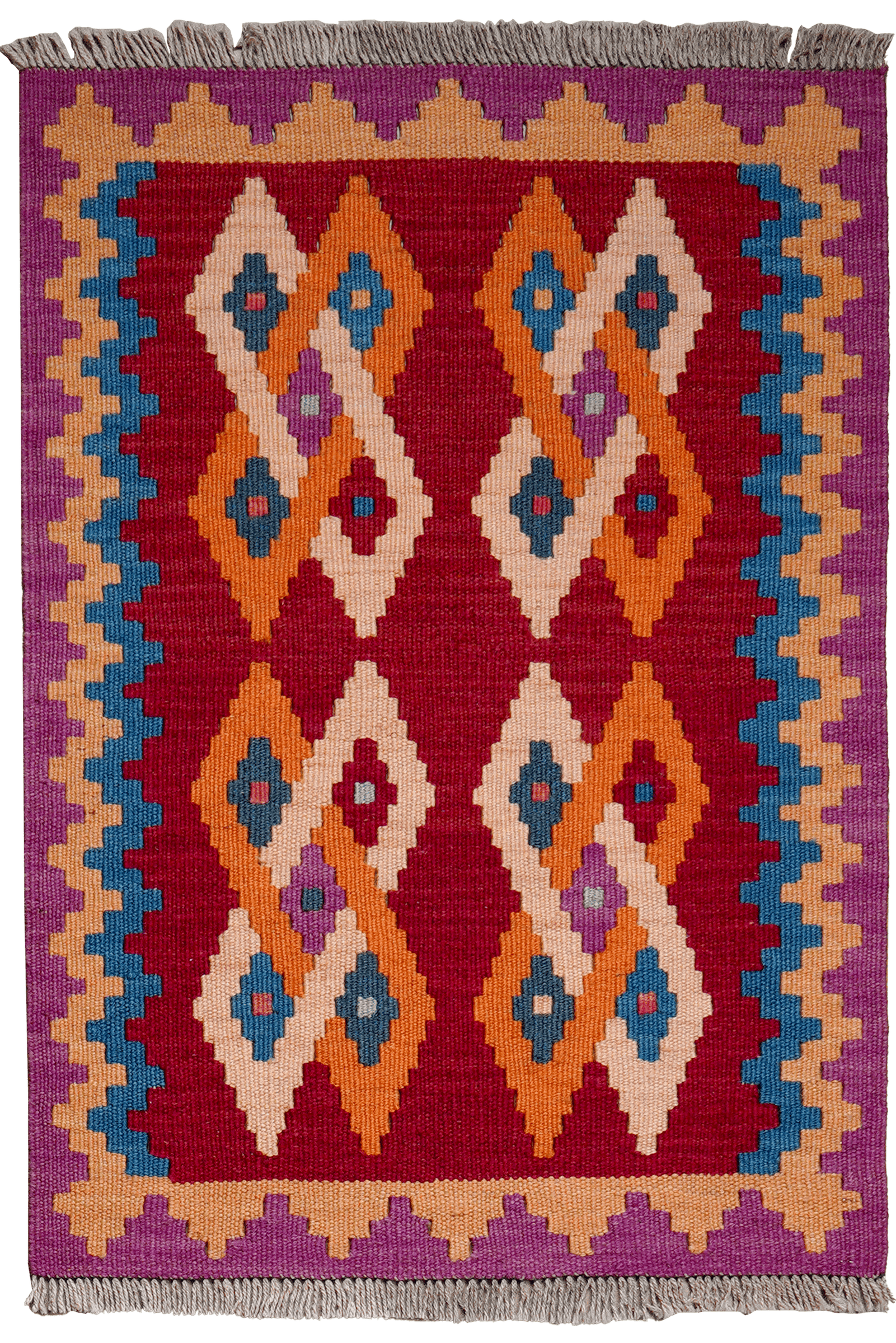 Kelim Gashgai — Handmade, 63x89 cm, Red, 100% Virgin Wool | Main view