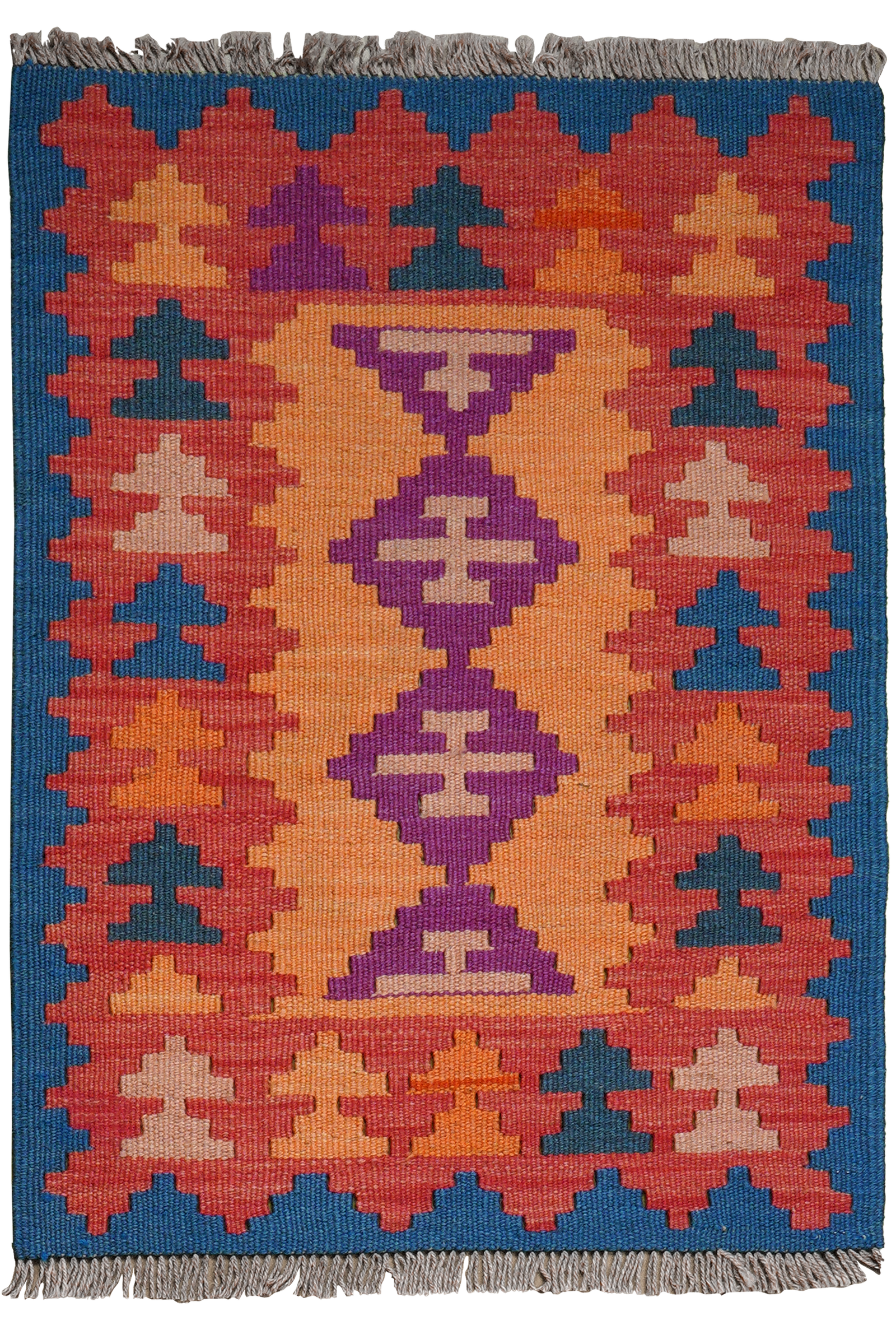 Kelim Gashgai — Handgefertigt, 84x61 cm, Blau, 100% Virgin Wool | Main view