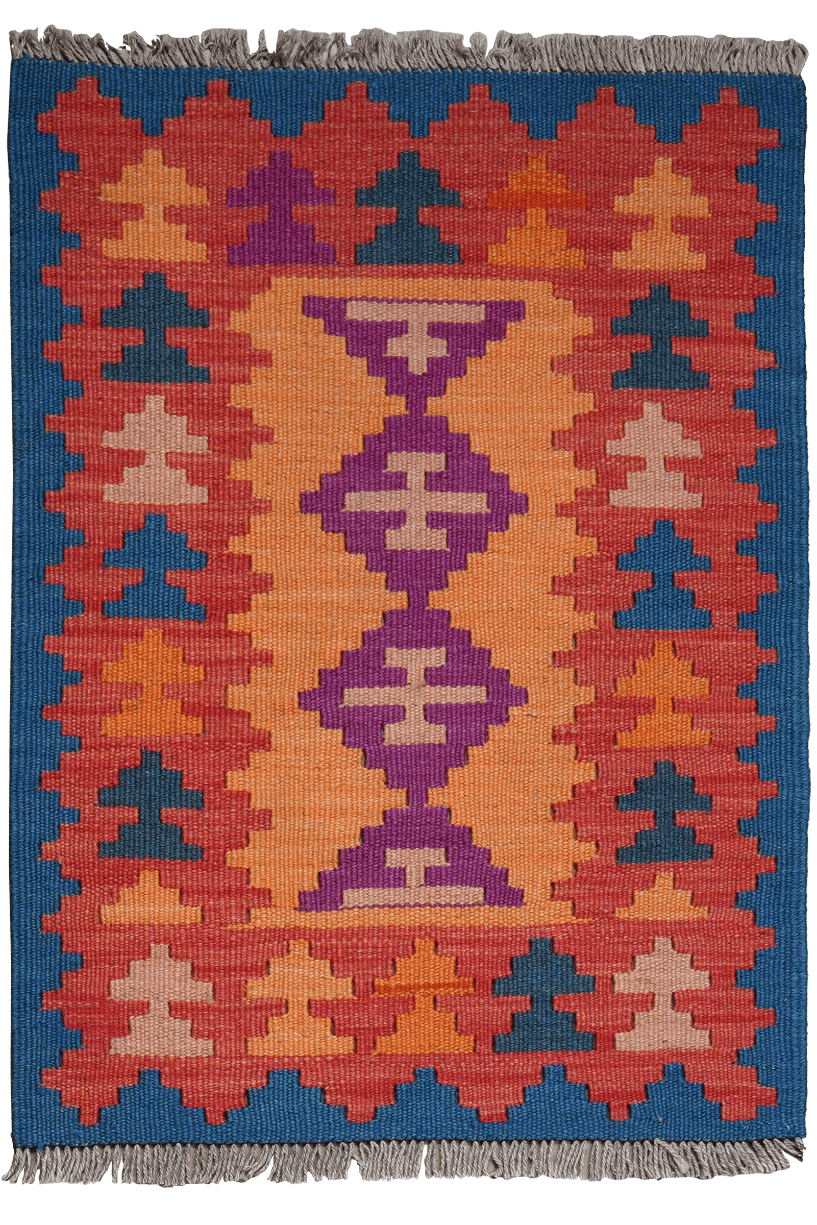 Kelim Gashgai — Handmade, 61x84 cm, Orange, 100% Virgin Wool | Main view