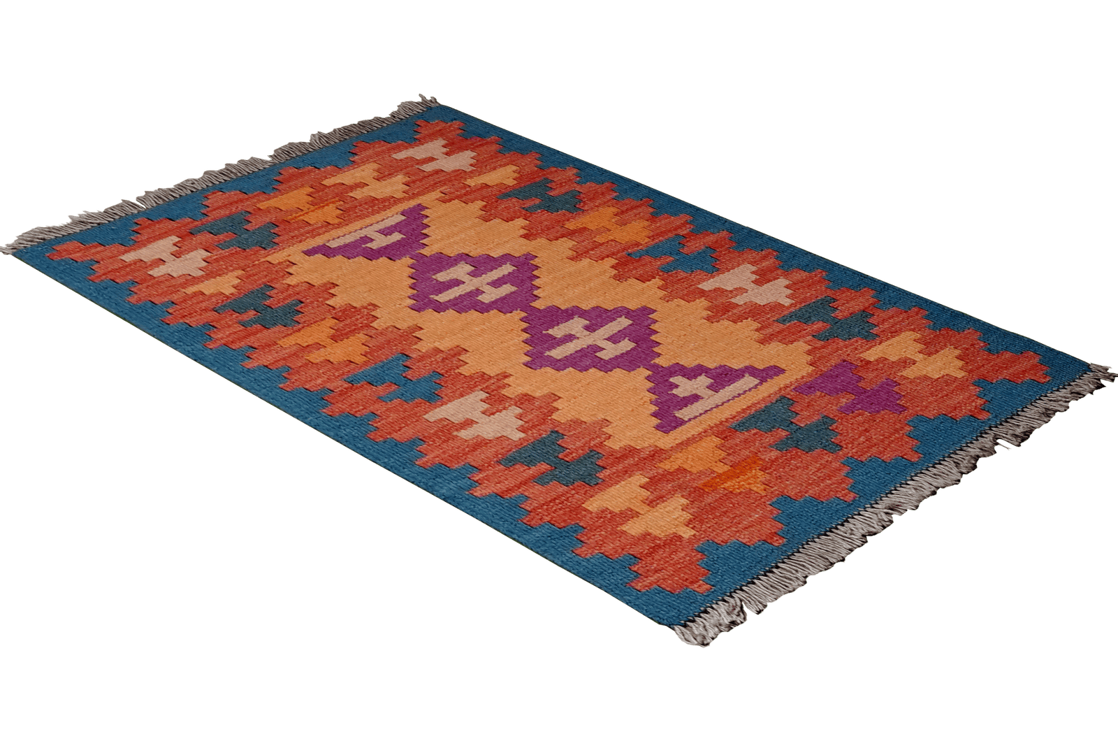 Kelim Gashgai — Handmade, 61x84 cm, Orange, 100% Virgin Wool | View 4